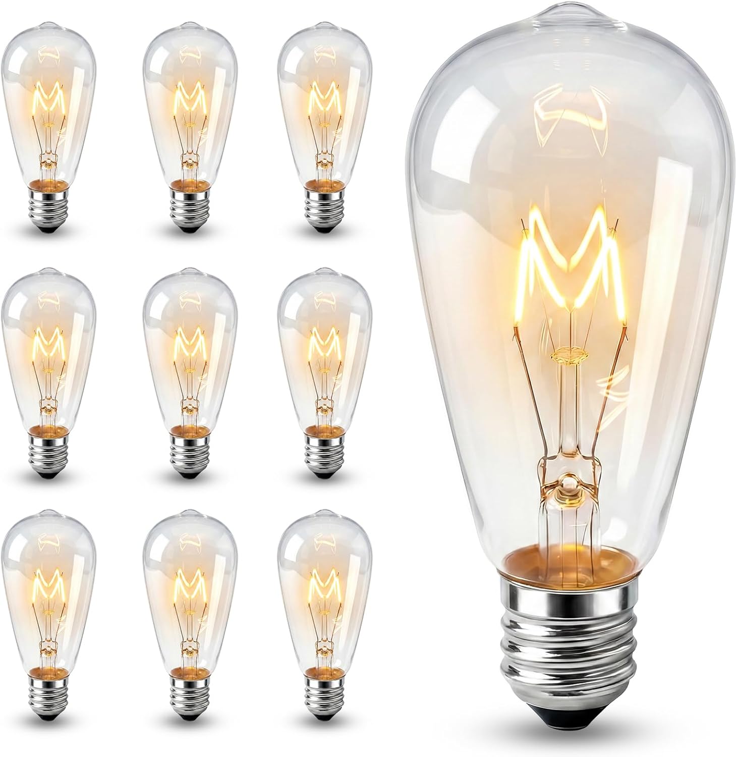 Abeja 25 Pack ST38 LED Replacement Bulbs, E12 LED Shatterproof 0.6W, 1 Watt Equivalent to 7 Watt Traditional Bulb, E12 Base String Light Bulbs for Outdoor Patio Garden String Lights, Warm White 2700K
