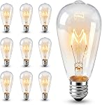 10FT ST38 Lumières à cordes Edison extérieures with11 Ampoules d'éclairage vintage claires ST38 Ampoules, Chaud Vintage Glow, E12 base, cordon coté UL et connexion de bout en bout pour Porch Patio Decor