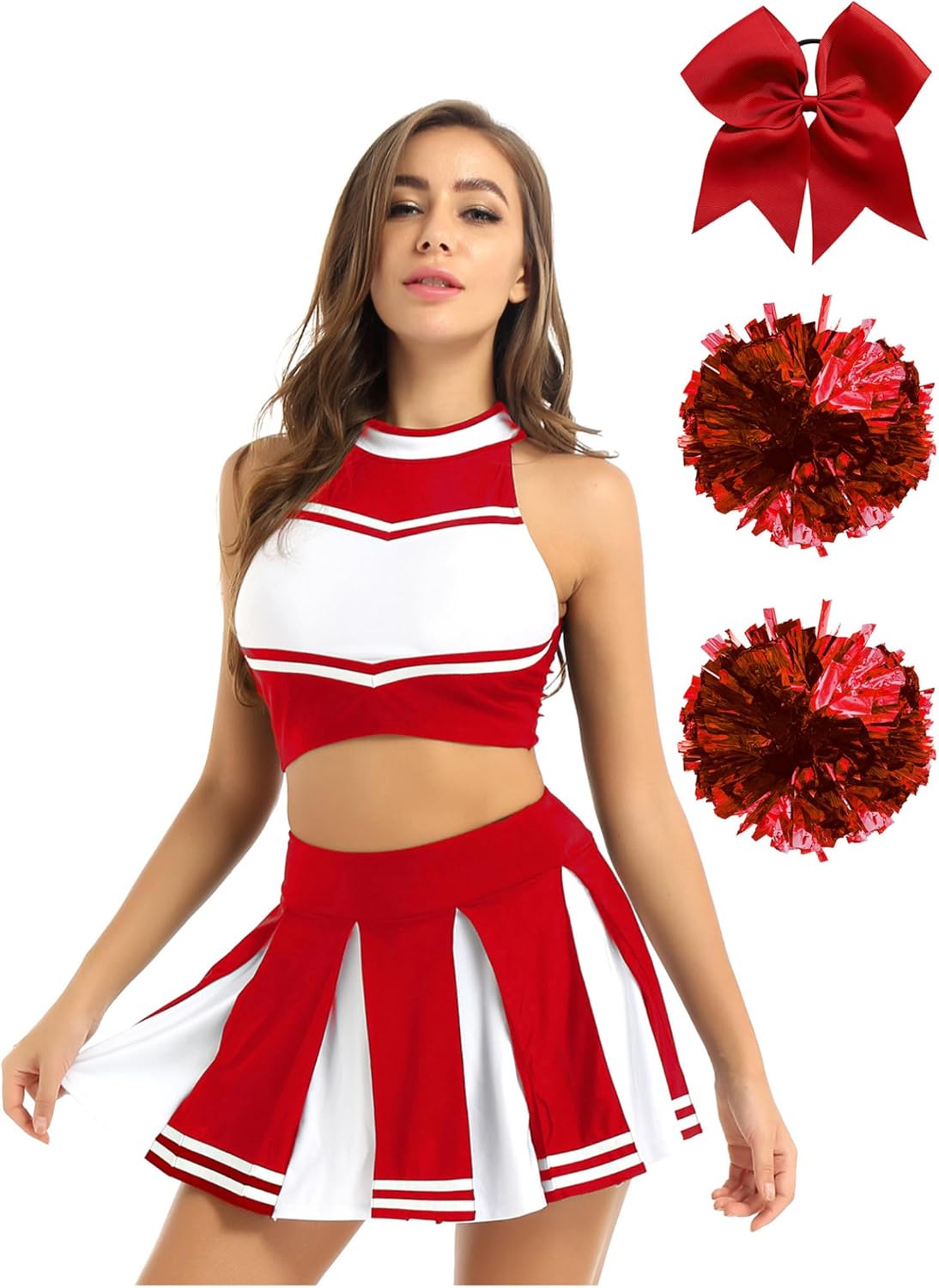 Woman's Cheer Leader Uniform Halloween Cheerleading Schoolgirl Sportswear with Accessories