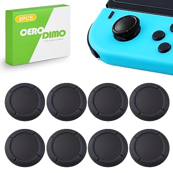 CeroDimo 8 Pack Silicone Thumb Grips for Gaming Controller Compatible with Handheld Console Replacement Analog Stick Caps Non Slip Joystick Covers Protective Accessories Kit Black