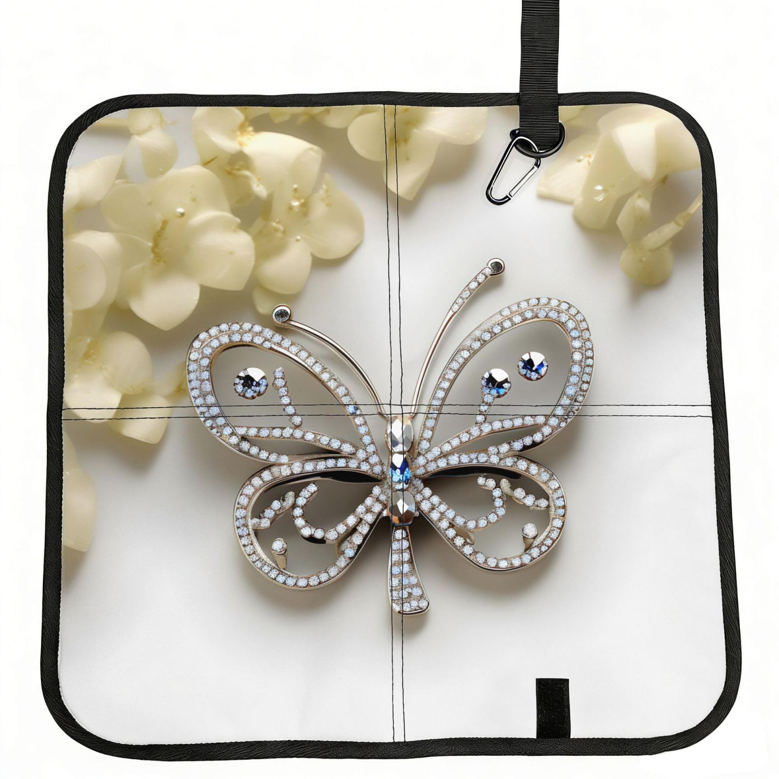 NImongt Rhinestone Butterfly And Flower Print Portable Chair Pad Foldable Seat Cushion Outdoor Seating Office Picnic Camping
