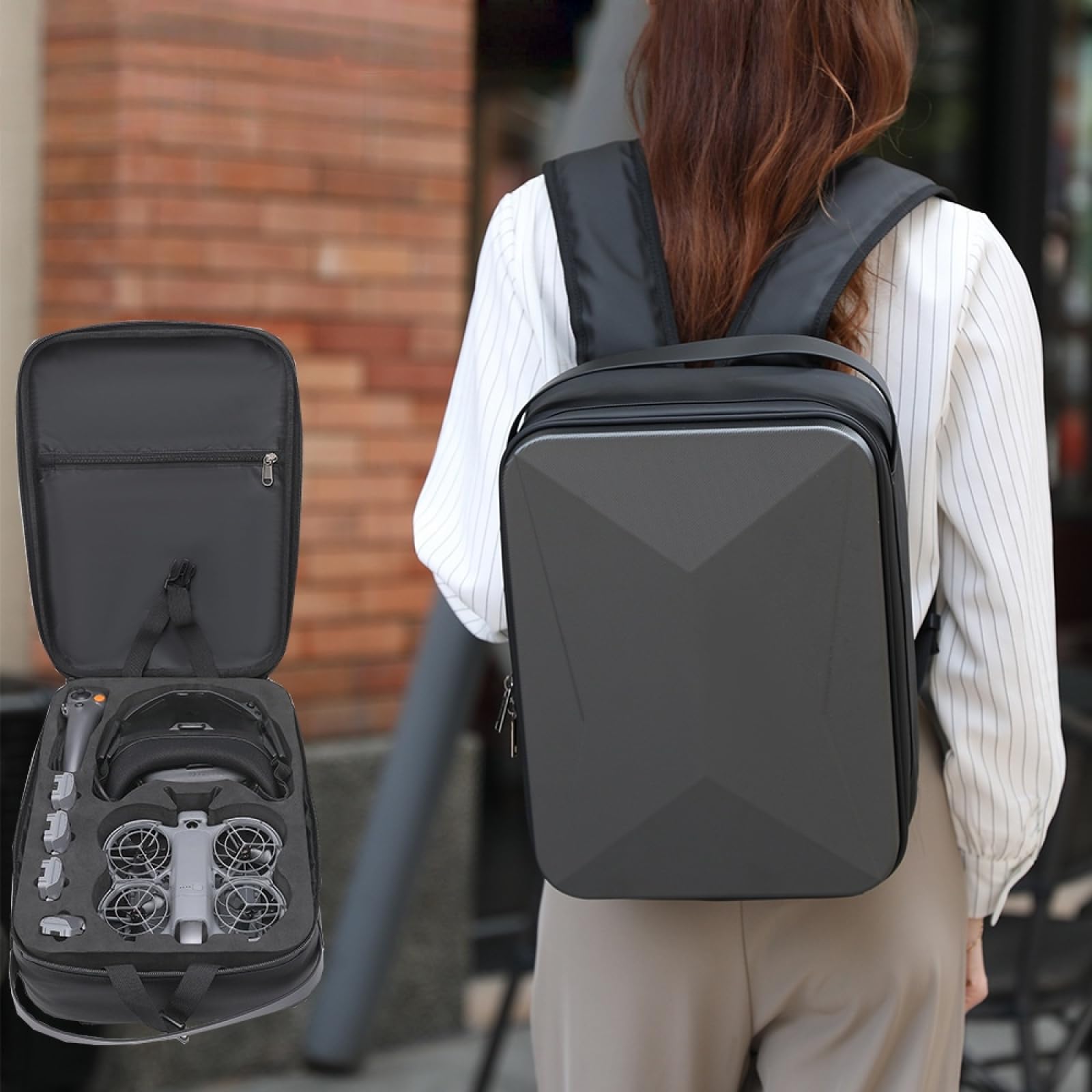 Bolsa de almacenamiento para dron DJI Neo 2 y gafas N3, funda protectora rígida de alta capacidad con bandeja de EVA, bolsa de viaje grande para drones y accesorios de gafas