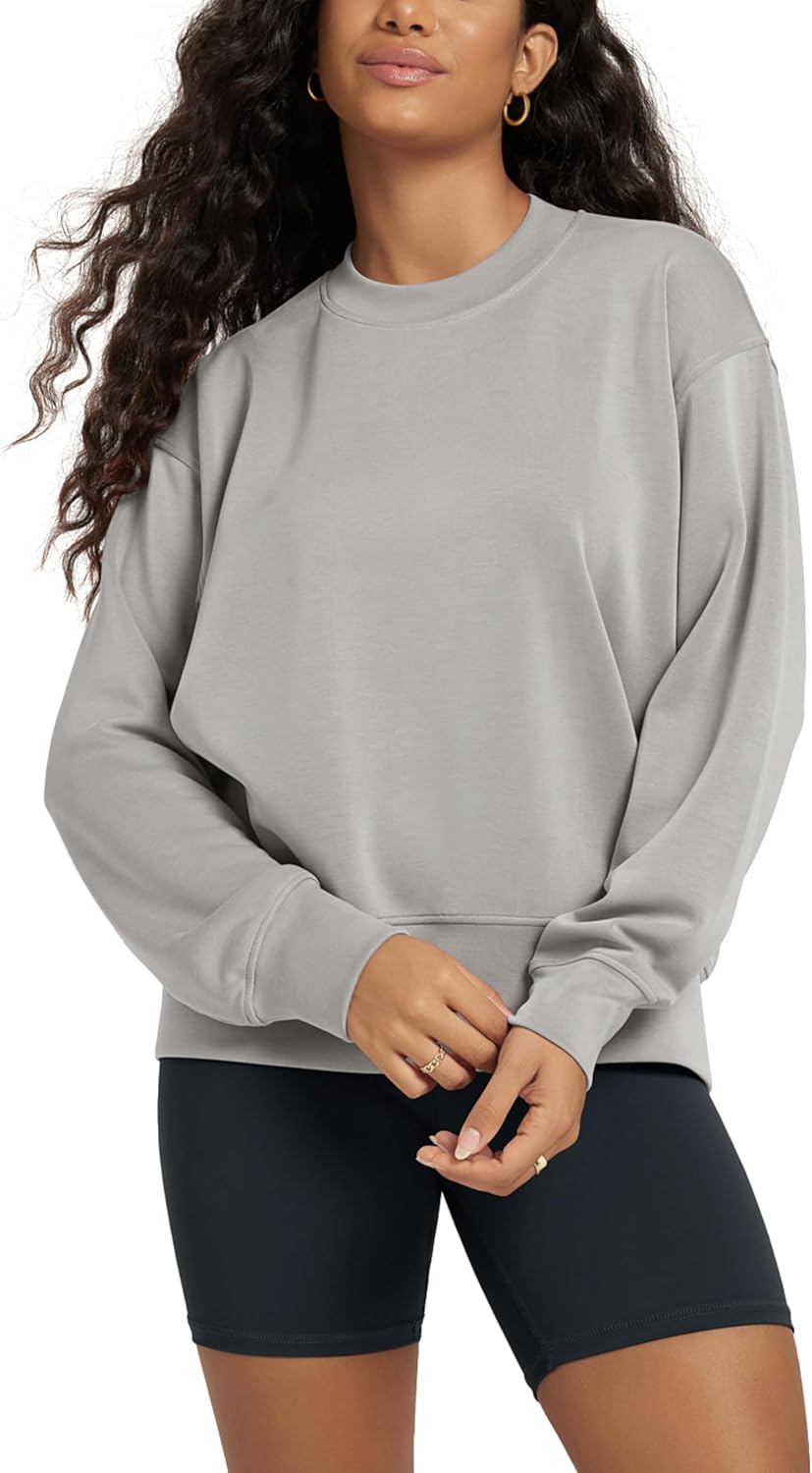 ODODOS Modal Soft Long Sleeve Oversized Sweatshirts for Women High Crew Neck Relaxed Pullover Tops