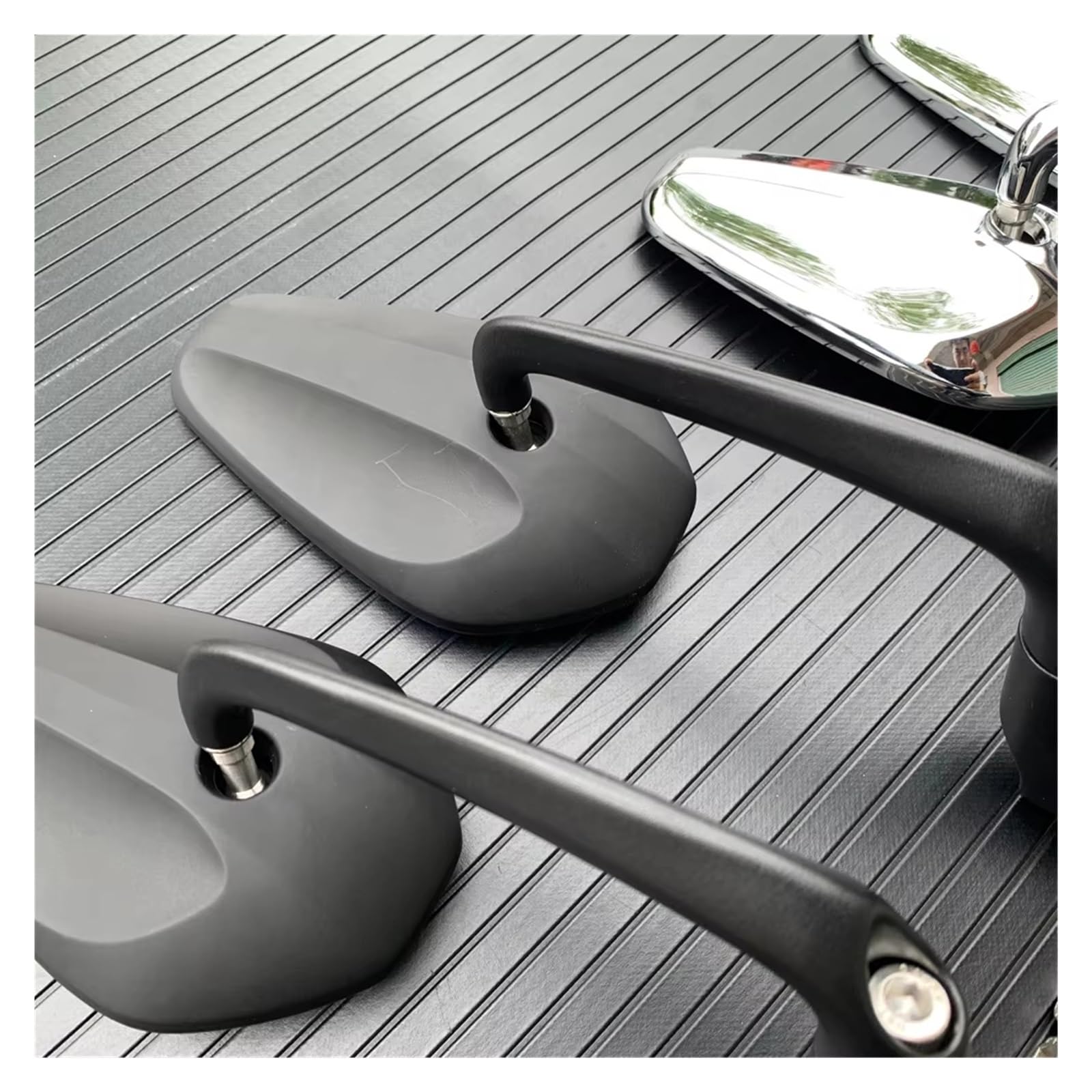 Espejos Moto Espejo Retrovisor De Manillar Ovalado Retro con Barra En L para Motocicleta para Bicicleta De Calle, Scooter, Cruiser Y Chopper Retrovisores Laterales(Black)