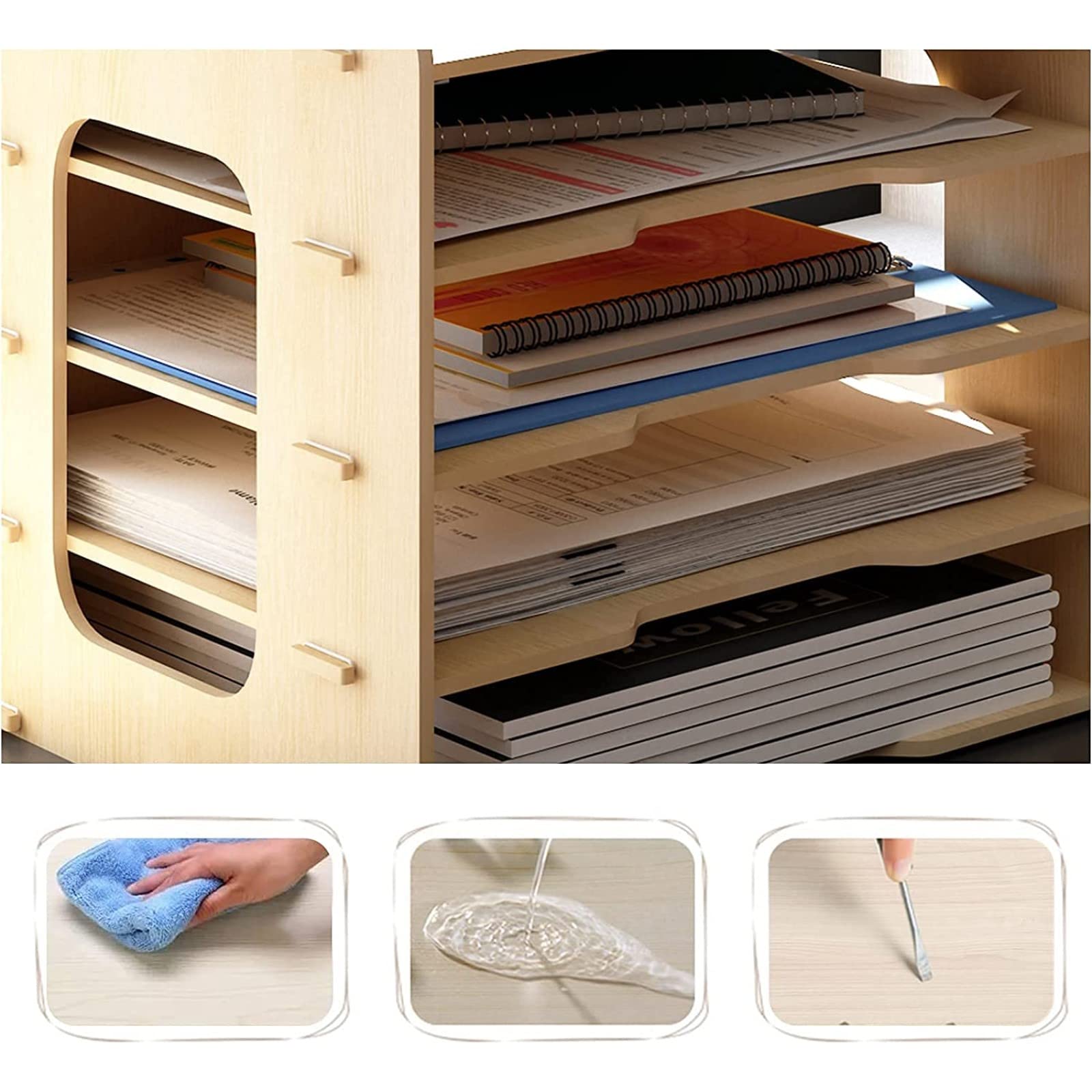 PUNCIA A4 Dokumentenablage 5 Ablagefächer aus Holz Briefablage Papierablage | Schreibtisch Datai Organizer Ablagesystem Aktenaufbewahrung Dokumentenhalter für Büro Arbeitszimmer Schule Office