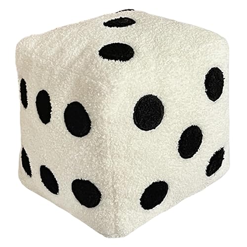 Licsaliwe Dice Pillow 8x8 Inch, Soft Plush Decorative Throw Pillow for Gaming Room Decor, Unique Y2K Style Cushion for Bed Sofa Chair, White - White