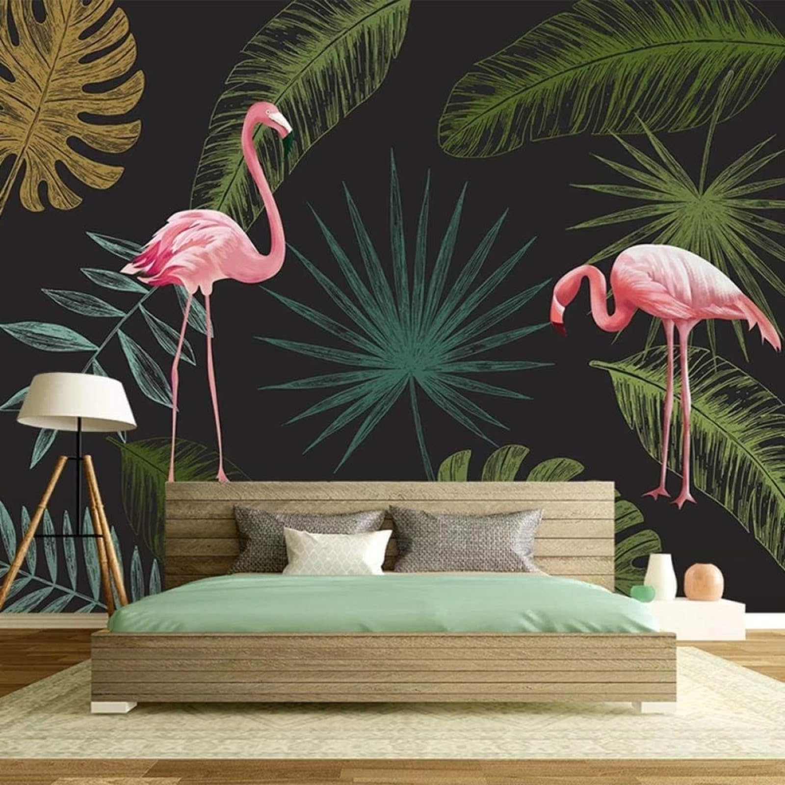 Papier peint flamant rose 3D 430x300 cm pour salon et chambre