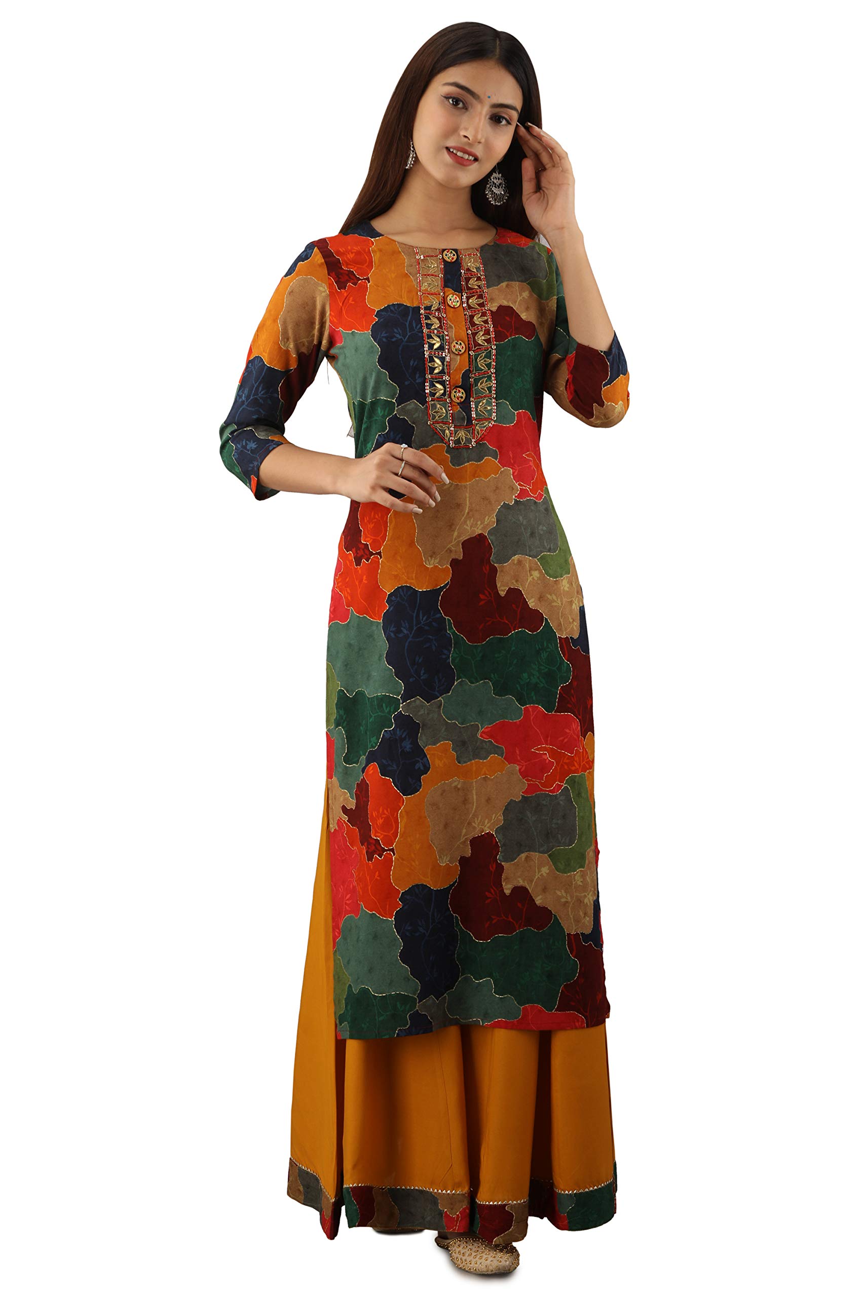 SPERA Rayon Straight Women's Kurta with Divider Palazzo Set