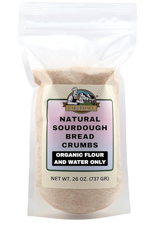 Bakerdale Natural Sourdough Breadcrumbs, 26 Ounces in reclosable pouch, made from natural flour and filtered Water Only