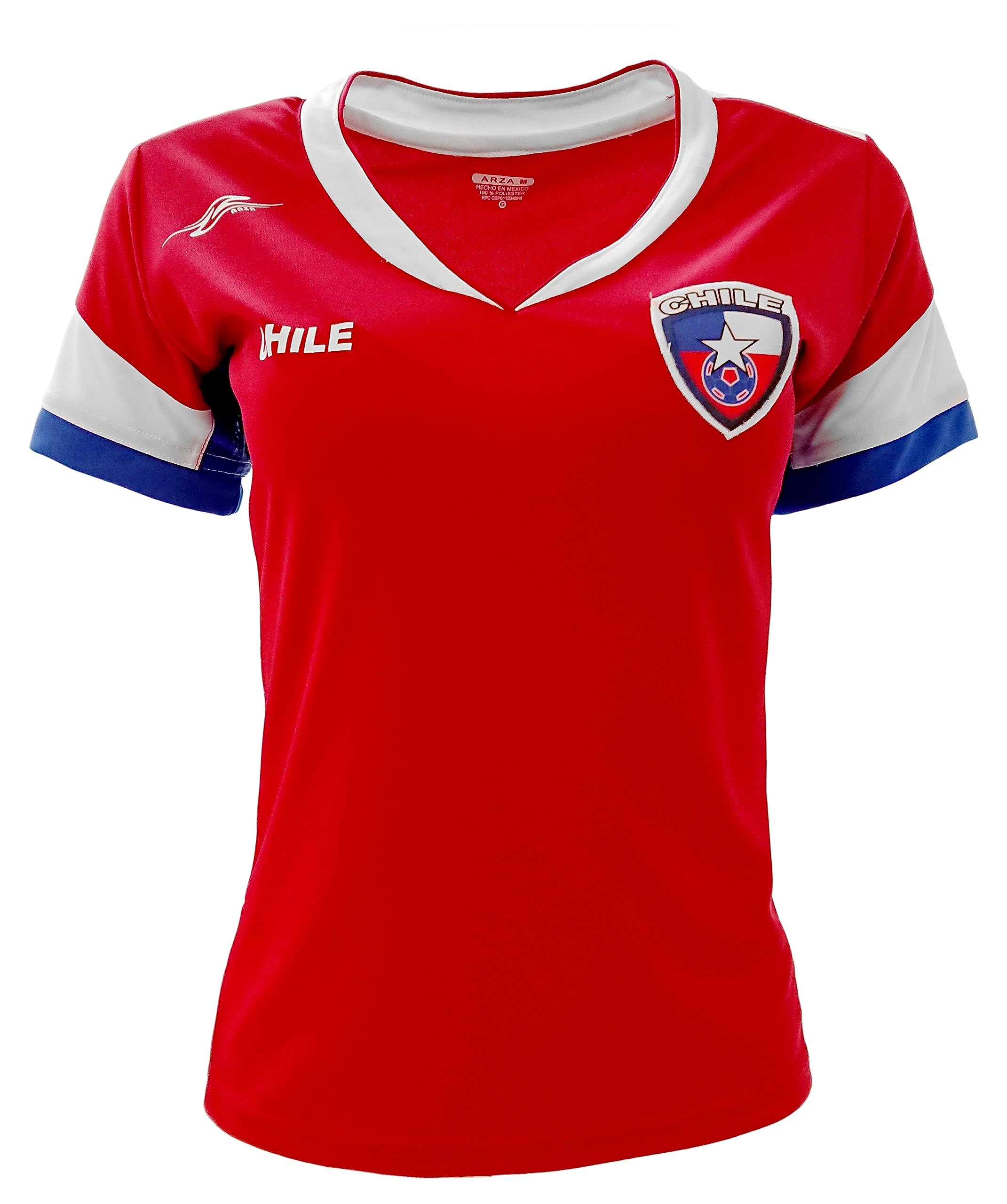 Chile New Arza Women Jersey Red Slim Fit with V Neck 100% Polyester (Small)