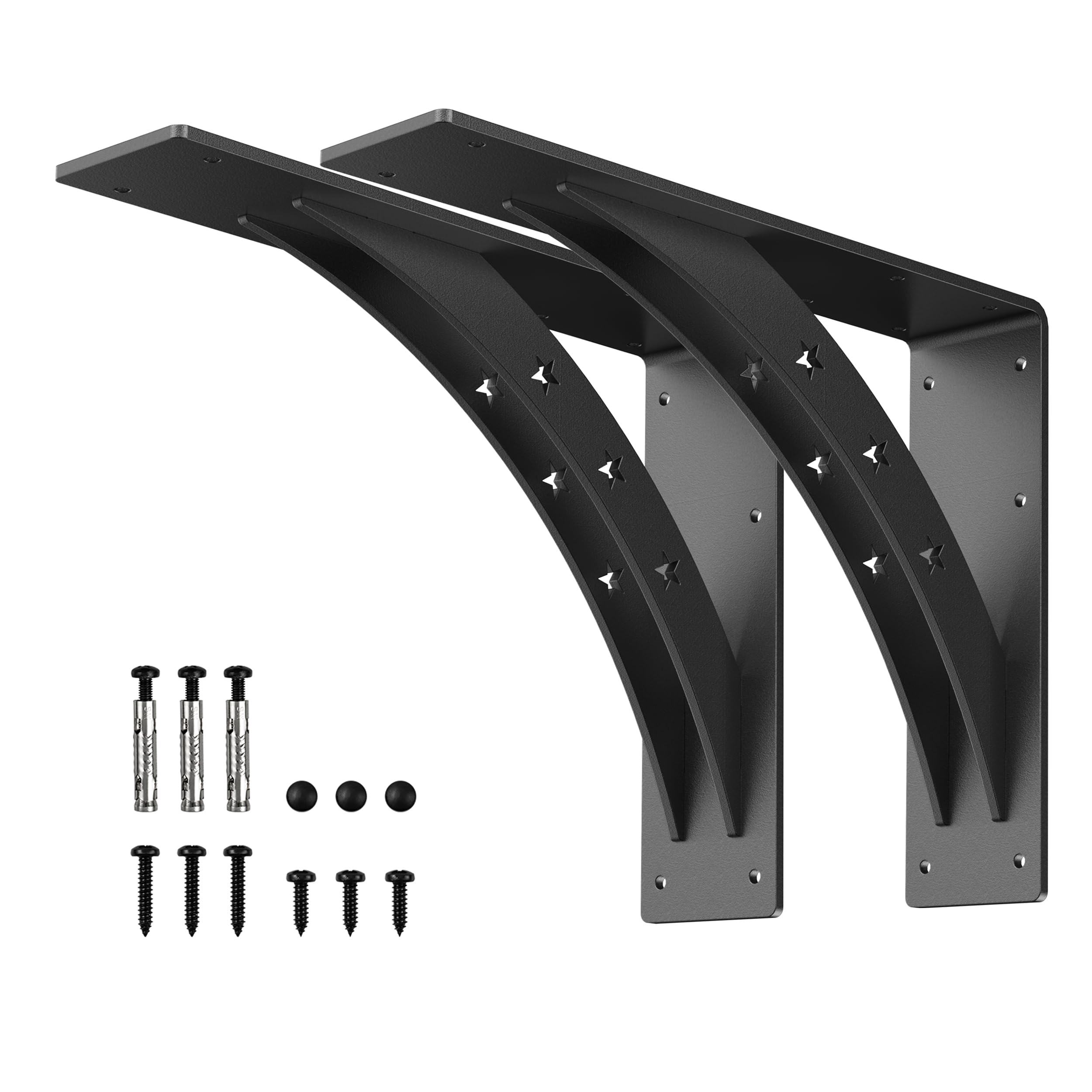 PICESA Heavy Duty Shelf BracketsοΌmax Load 900 LBS,Premium Alloy Metal Mantel Brackets , (Set of 2) Fireplace Mantel Brackets - Countertop Support Brackets (Matte Black, 16 inch x 12 inch)