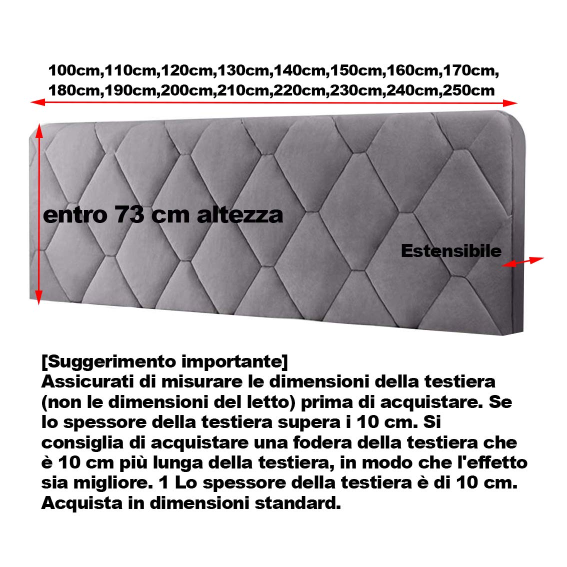 Copri Testata Letto Elastico - Fodera Protettiva Per Testiere, Morbida E Facile Da Montare - Foto 3