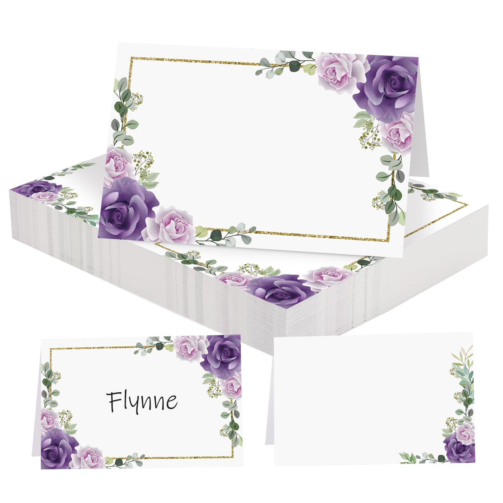 50pcs Tarjeta Mesa Boda Marcasitios Decoracion Bautizo Fiesta 11 x 8,4cm Invitaciones Personalizadas Nombre para Comunión Cumpleaños Banquetes (Violeta)