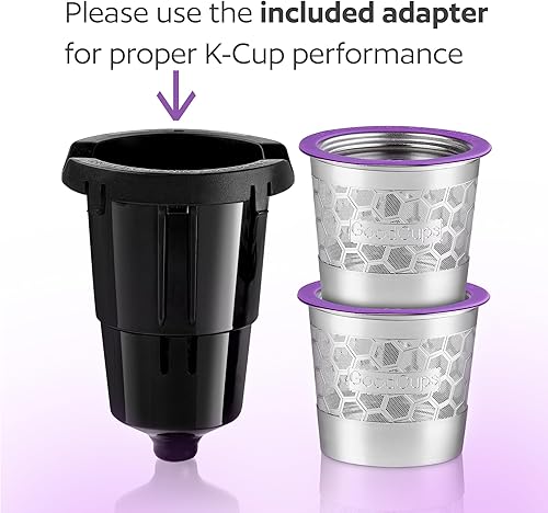 Miniatura 3 de 2 tazas K reutilizables de acero inoxidable con soporte de repuesto para cafeteras Keurig K-Express, K-Mini, K-Classic, K-Elite, K-Café, K-Duo,