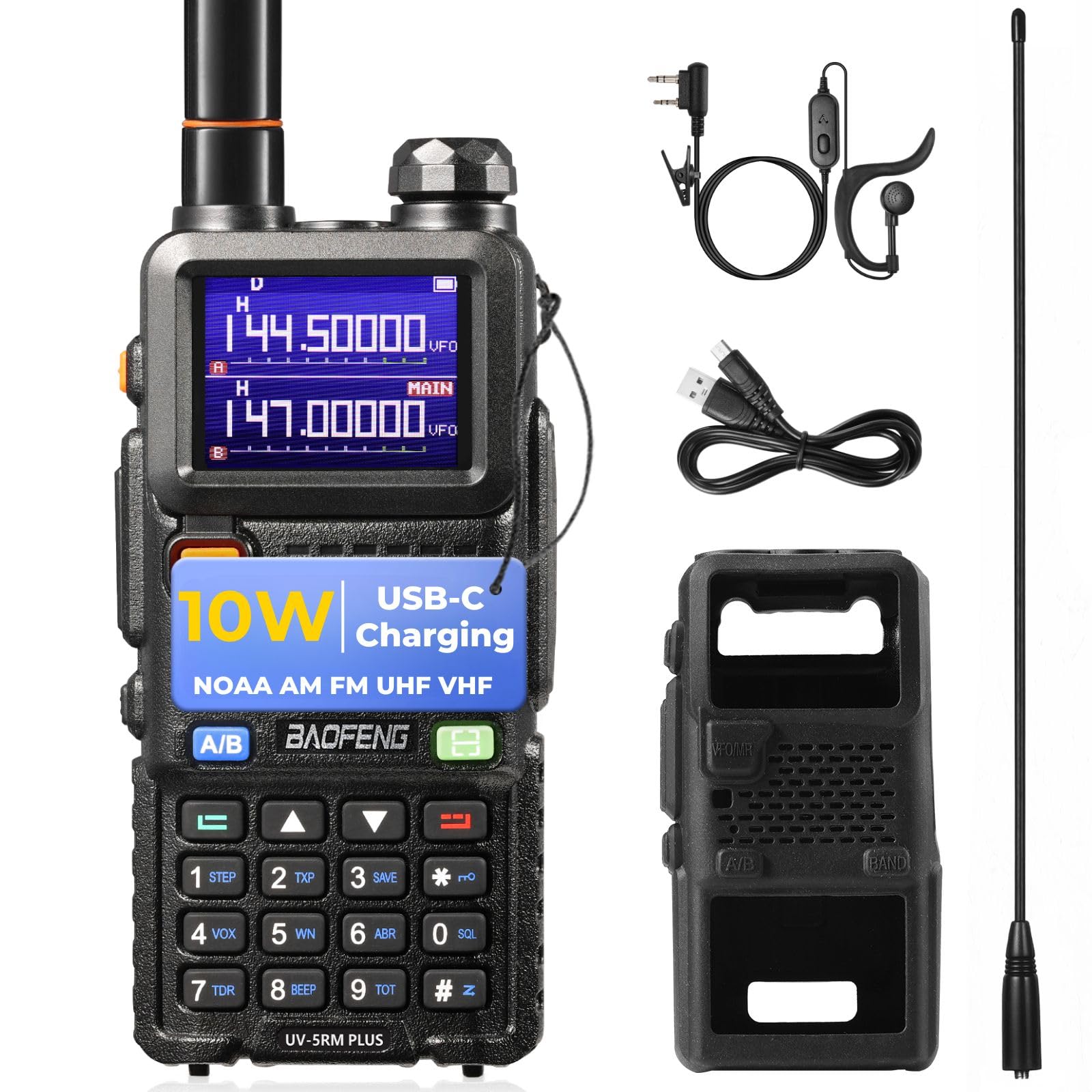BAOFENG Rádio Portátil Uv-5Rm Plus 10W para Amadores, Uhf/Vhf de Longo Alcance, com