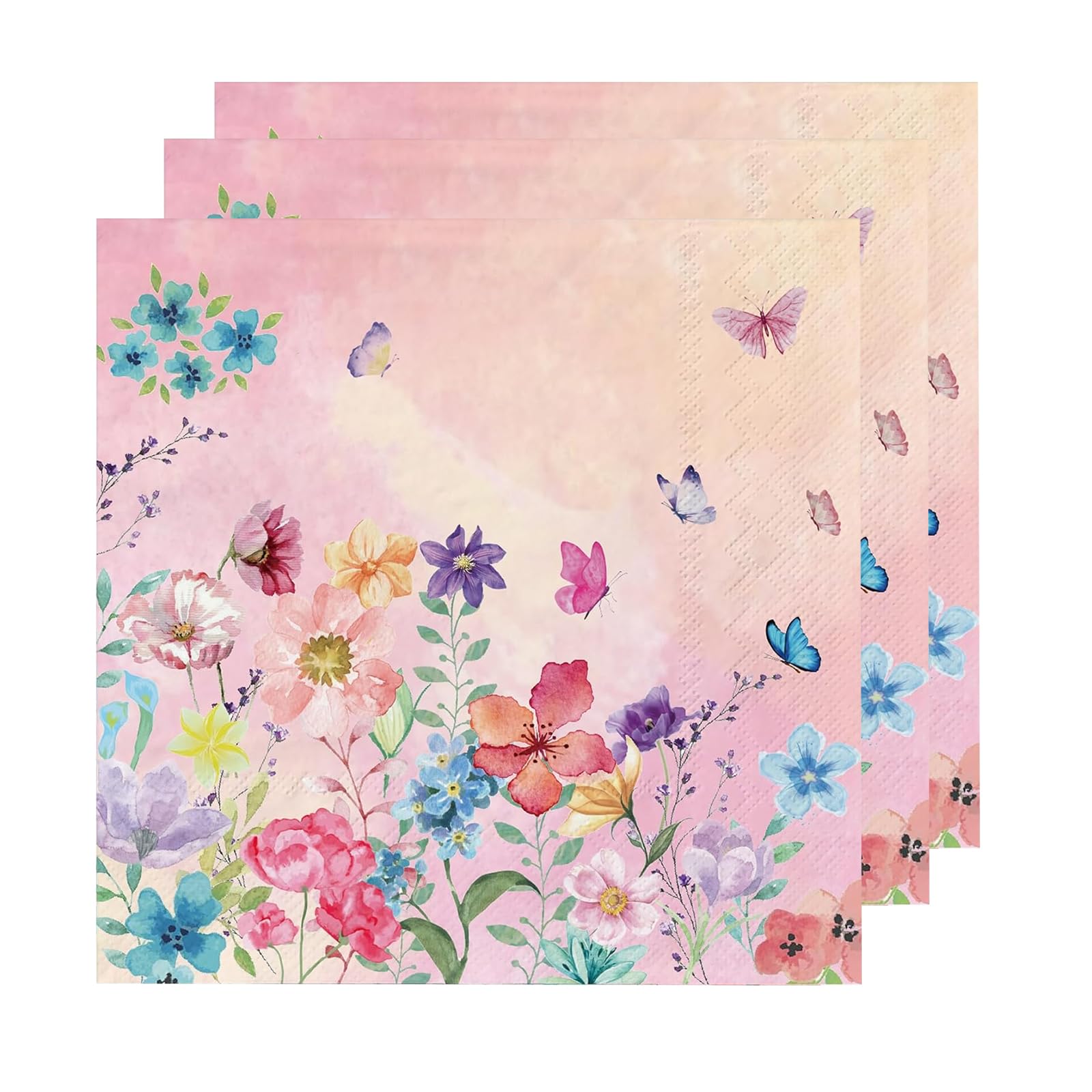 40 Stück Servietten Frühling Blumen & Schmetterlinge – Festliche Tischdeko Für Ostern & Partys