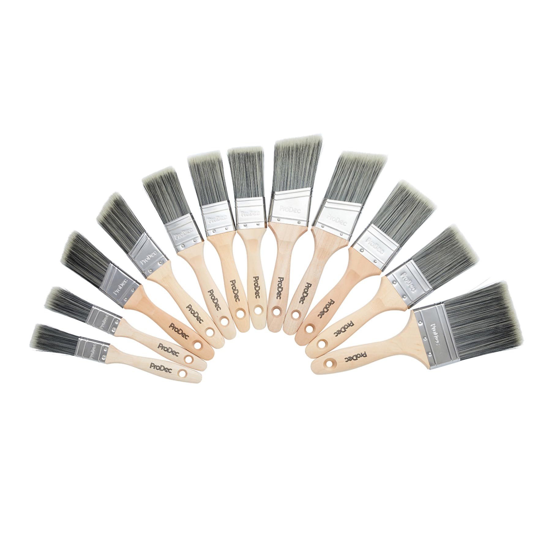 ProDec Decorator's Lot de 12 pinceaux de Peinture Comprenant des pinceaux à découper pour Une Finition Lisse avec émulsion, Brillants, peintures satinées sur Murs, plafonds, Bois, métal – 2 x 1, 5 x