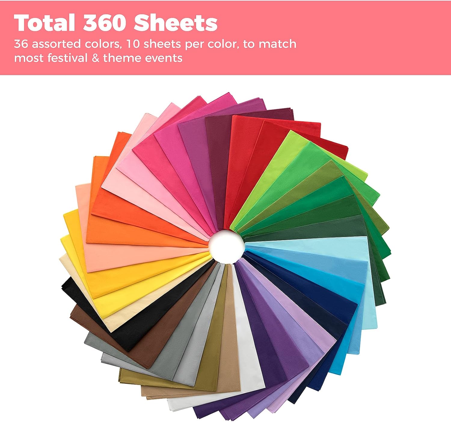Simetufy 360 Sheets Assorted Colored Tissue Paper for Gift Bags, Rainbow 36 Colors 20 x 26 Inch Bulk for Crafts & Gift Wrapping, Mother's Day Christmas Birthday Wedding Holiday Decor, and DIY Project