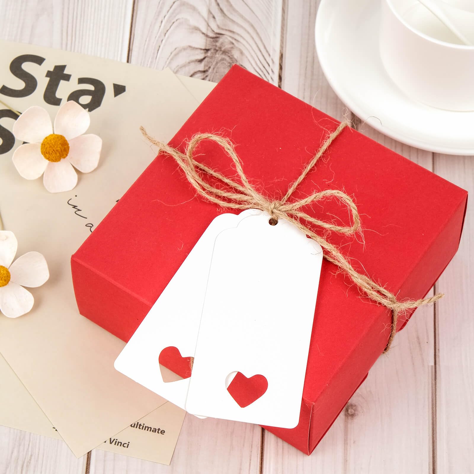CHGCRAFT 120Pz 4 Stile Orsacchiotto Etichette Carta Kraft Etichette Regalo Thank You Gift Tags con 30M Corda di Canapa Etichette per regali Love Hear per decorazioni per confezioni regalo