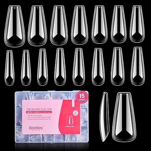 Miniatura 83 de Beetles - Kit de gel para extensión de uñas fácil de usar, 500 uñas de gel de almendra extracortas transparentes y preformadas, pegamento multiusos