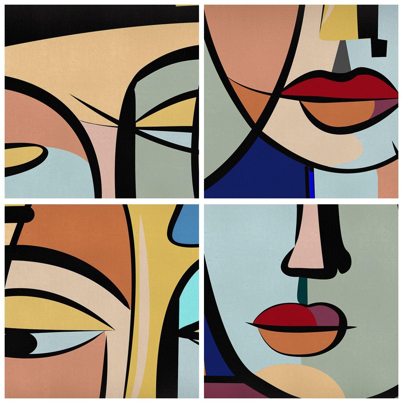Cuadro Decorativo 100x40cm Moderno Panorámico Abstracto Personas - 5764