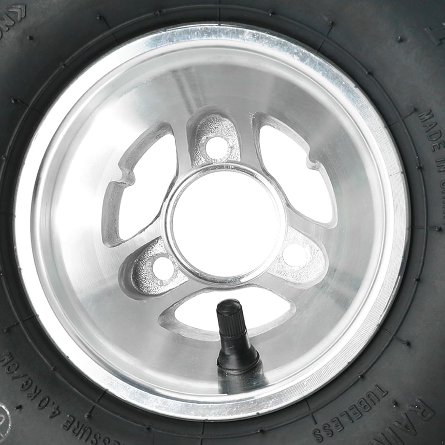 2 Pack 10x4.50-5 Go-Kart Front Wheels with Tires, Aluminum Rims, 3 Lug 50mm Bolt Pattern, Hubs & 17mm Spindles for Drift Trikes, Mini Bikes, ATV, Quad, Lawn Mower