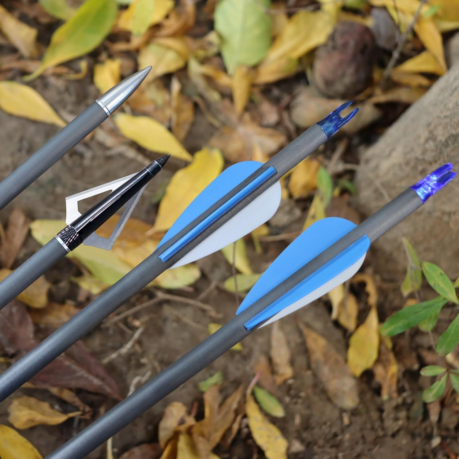 31'' Hunting Arrows Pure Carbon Shaft +/-0.006 with 100 Grain Broadheads and 6.2mm Lighted Nocks Spine350