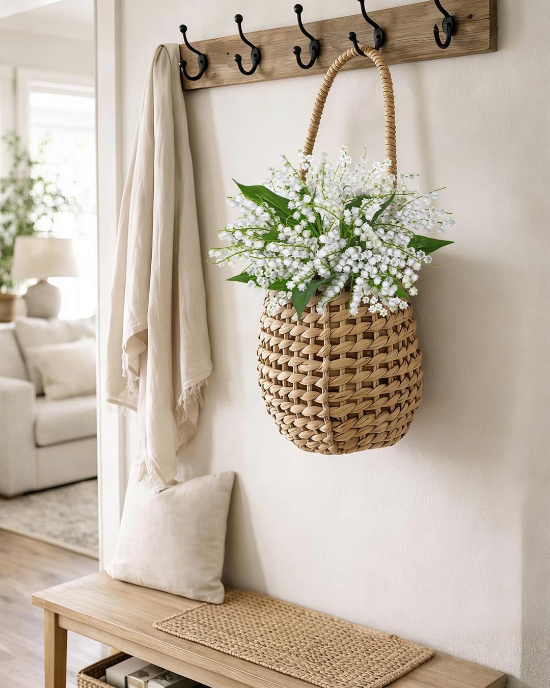 10 Bundles Artificial Lily of The Valley White Faux Flowers, 15" Lily of The Valley Silk Flowers Fake Flower Arrangements for Table Centerpieces, Wedding Bouquets, Home Decorations, Gifts for Mom