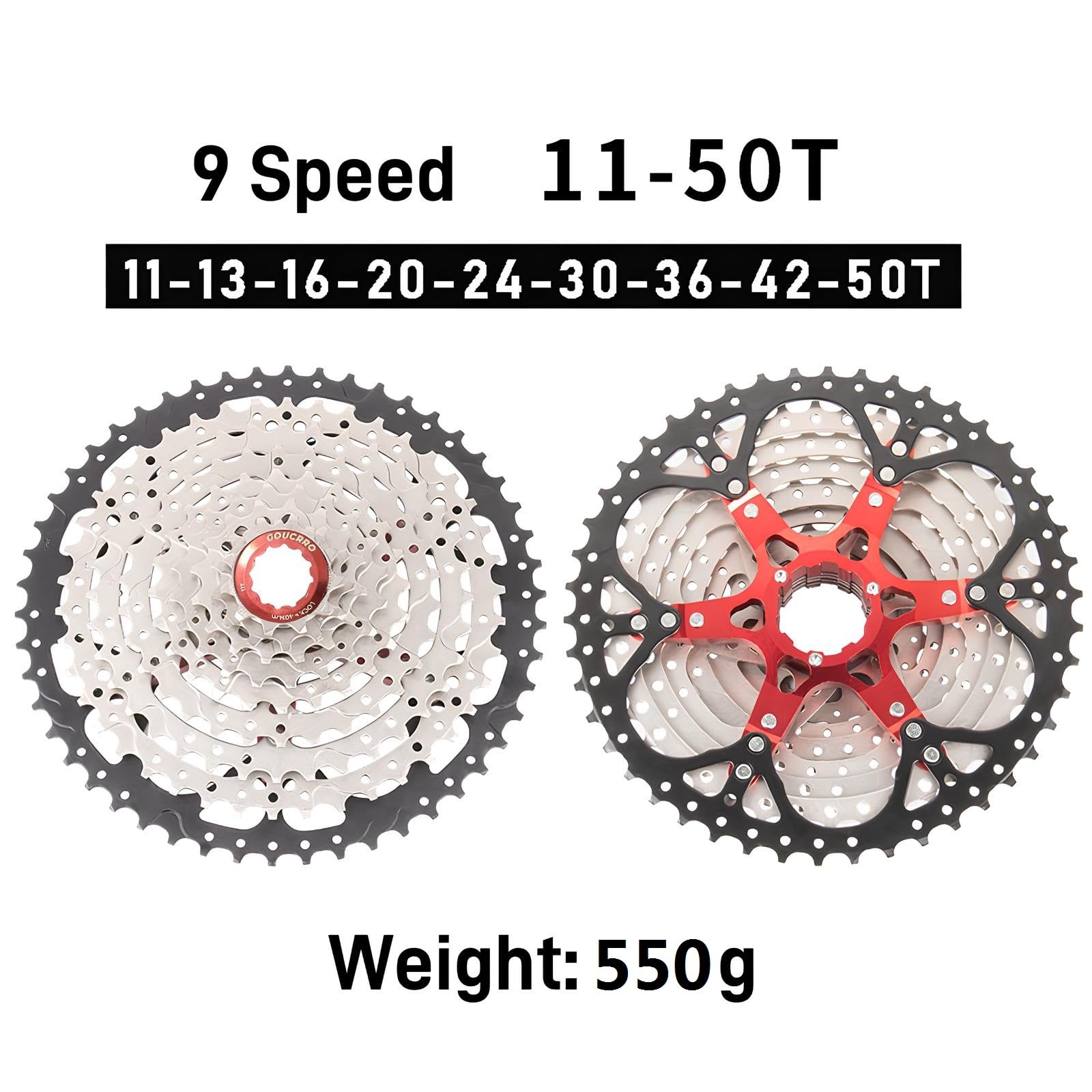 Fahrradkassette 9-Gang-Kassette 11-32T, 11-36T, 11-40T, 11-42T, 11-46T, 11-50T Fahrradkassetten & Freiläufe, passend für Mountainbike, Rennrad