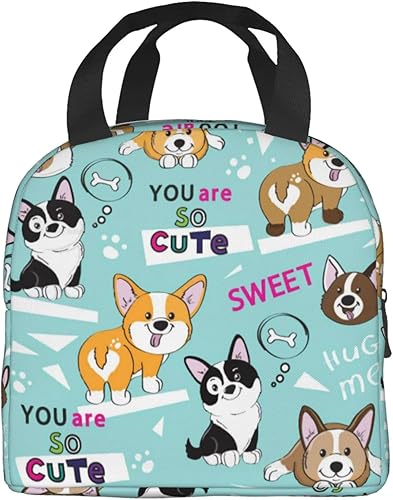 Miniatura 3 de Bolsas de almuerzo con diseño de corgi para perros, caja de almuerzo duradera, reutilizable, térmica, para mujeres, hombres, trabajo, escuela, niñas