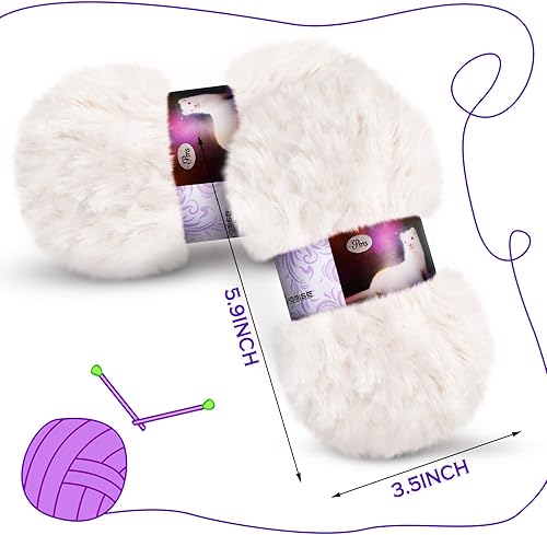 Miniatura 2 de 2 madejas de hilo de piel suave, hilo de pelo mullido, grueso y esponjoso, hilo de pelo sintético para pestañas, hilo de piel crema para ganchillo