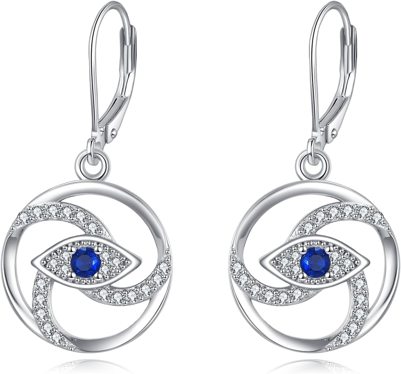 Evil Eye Dangle Earrings for Women 925 Sterling Silver Evil Eye Leverback Earrings Turkish Good Luck Protection Jewelry Gifts for Friends Female