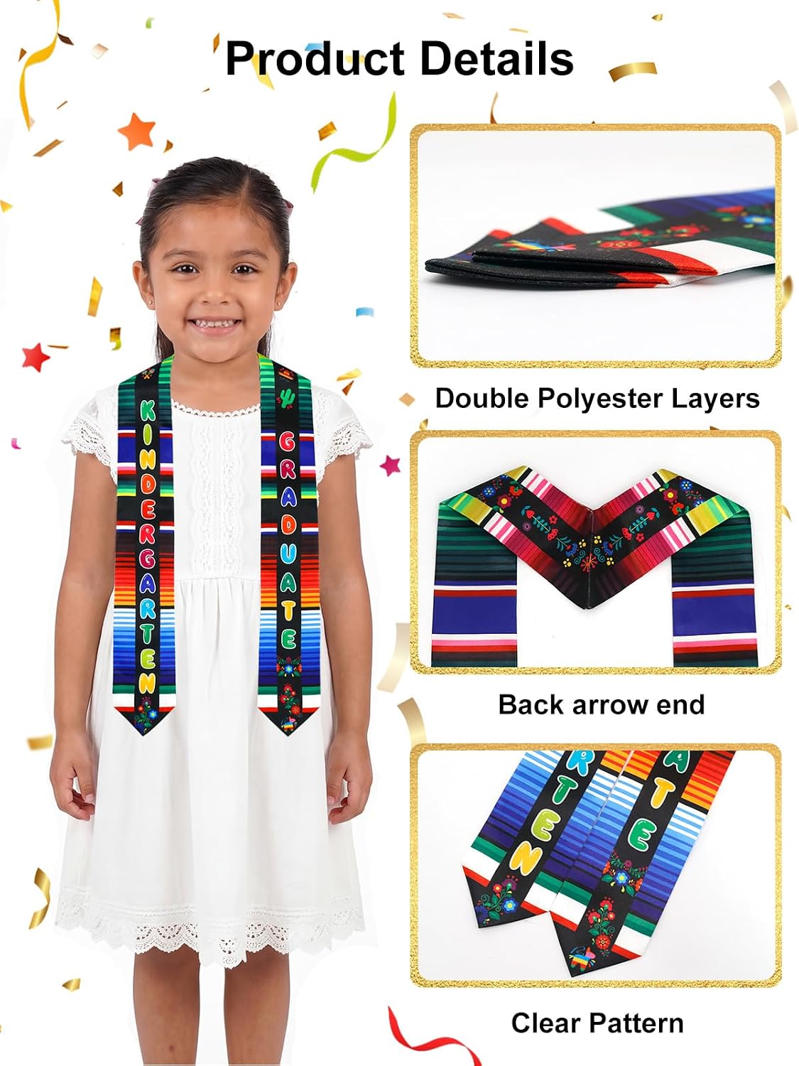 GraduatePro Preschool Kindergarten Graduation Stole, Class of 2026 Mexican Graduation Sash, Graduation Gifts for Child