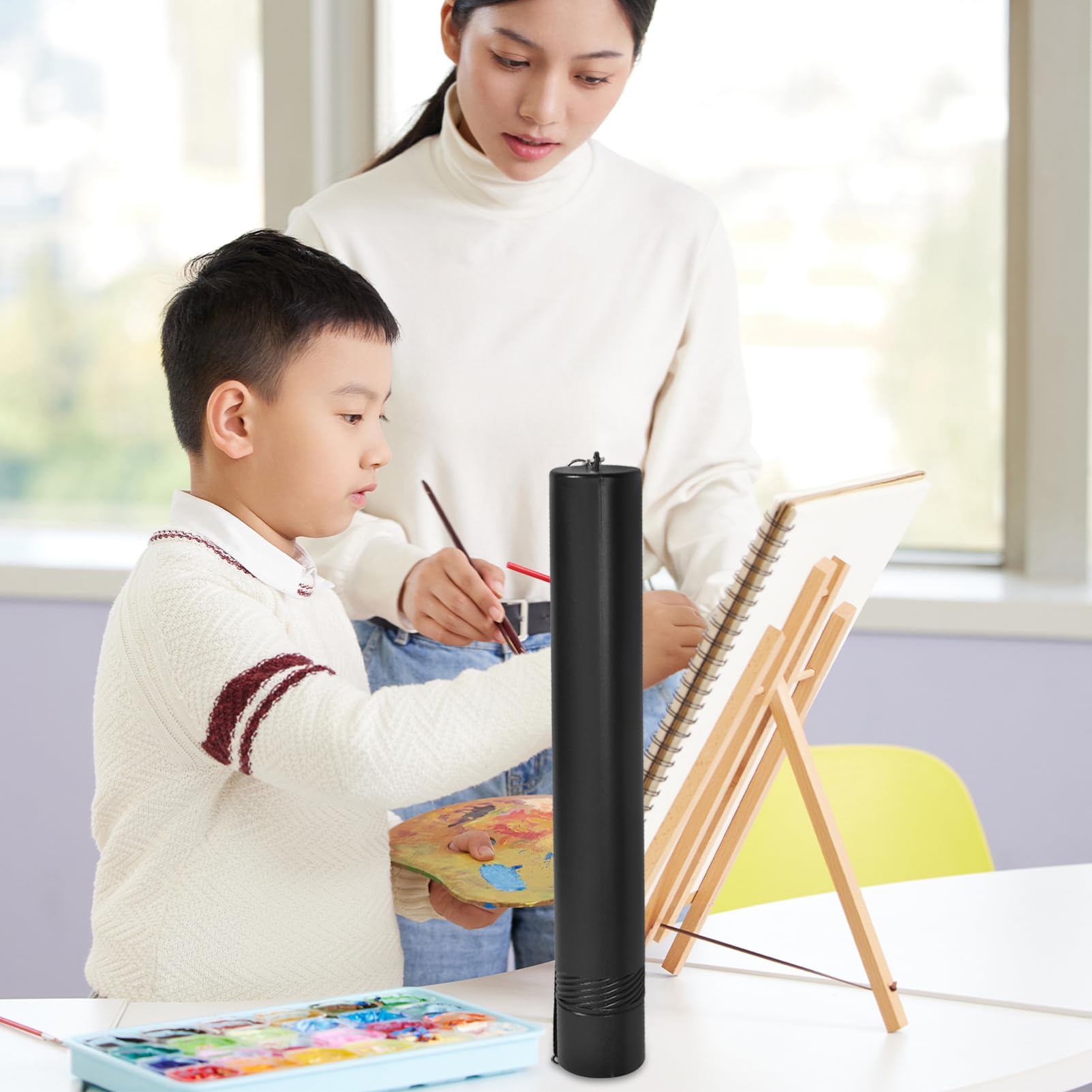 TEHAUX Telescopic Painting Tube Expandable Art Tube 20-35 Inches Plastic for Posters Documents Blueprints with Shoulder Harness