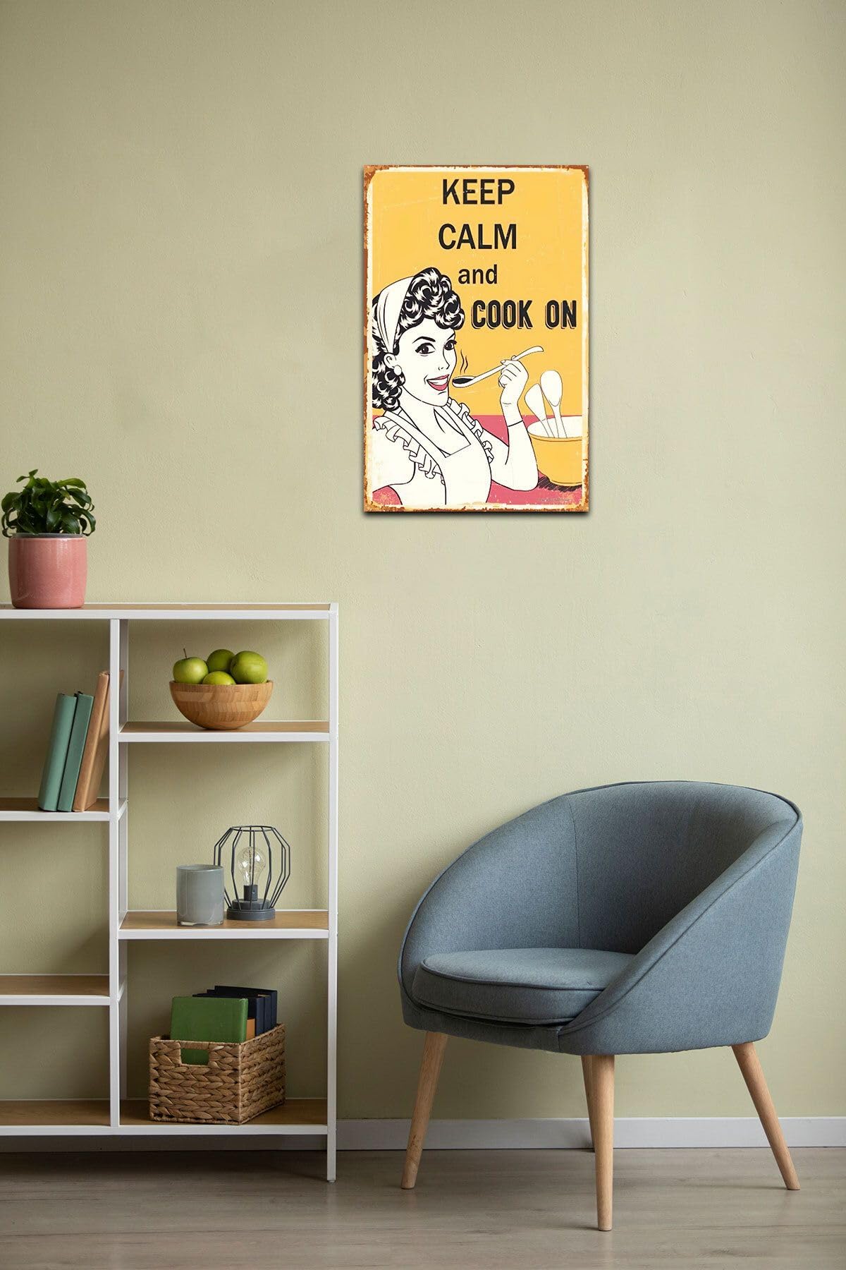 Dekolia Kuşe Kağıt Duvar Posteri Keep Calm And Cook On Retro Vintage Drtr0029