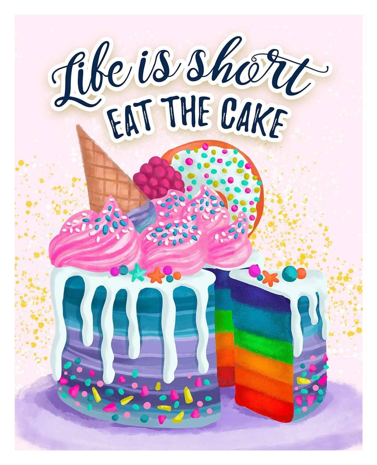 LLBOGRGGN Motivational Kitchen Decor: Cake Wall-Art with Quotes,for Women Bakers and Chefs(Unframed,16x24inch(40x60cm))