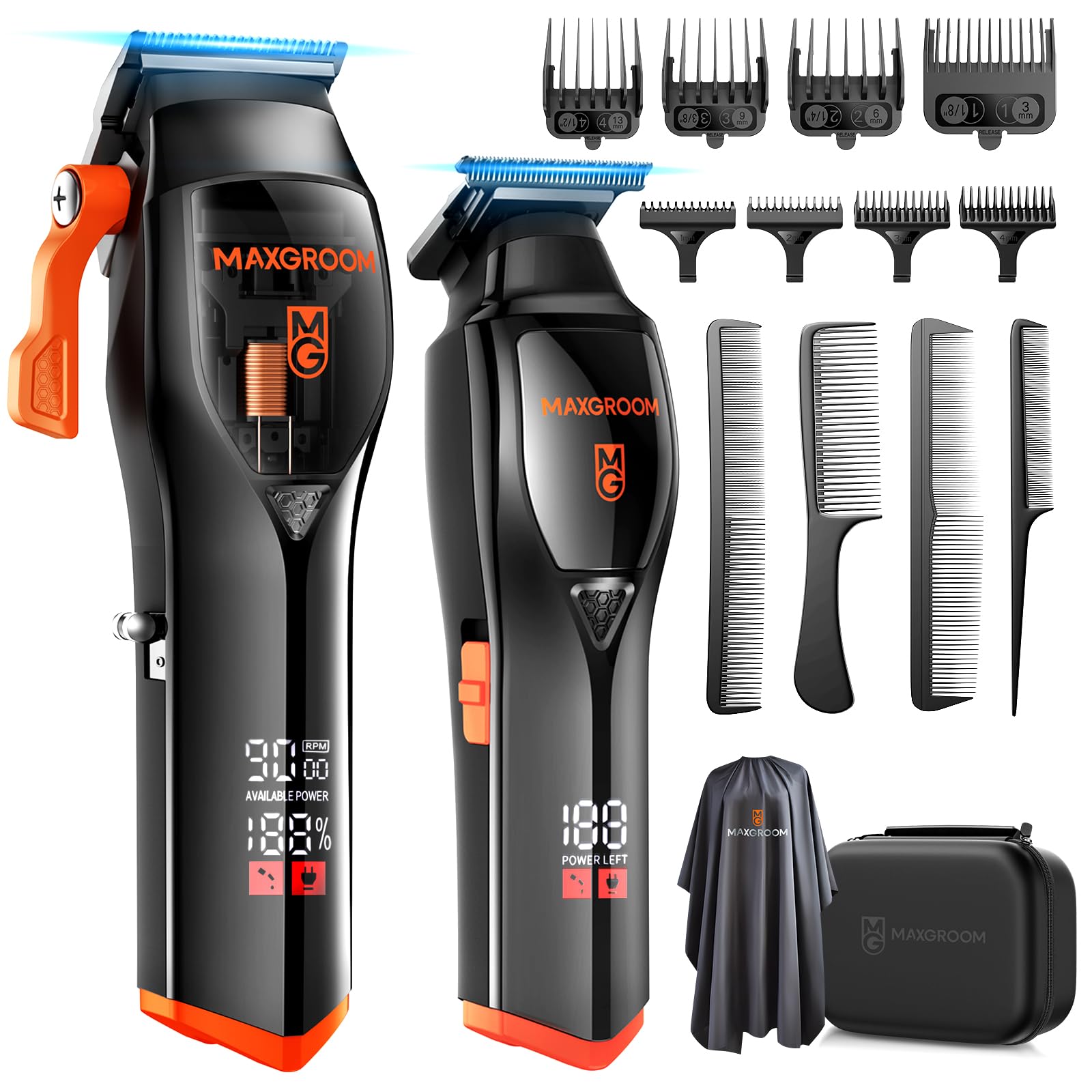 Professional Hair Clippers for Men, 9000 RPM Magnetic Motor, DLC Blades Cordless Hair Cutting Clippers, Beard Trimmer, Haircut Kit, Perfect for Barber Fades, Christmas Gifts for Men