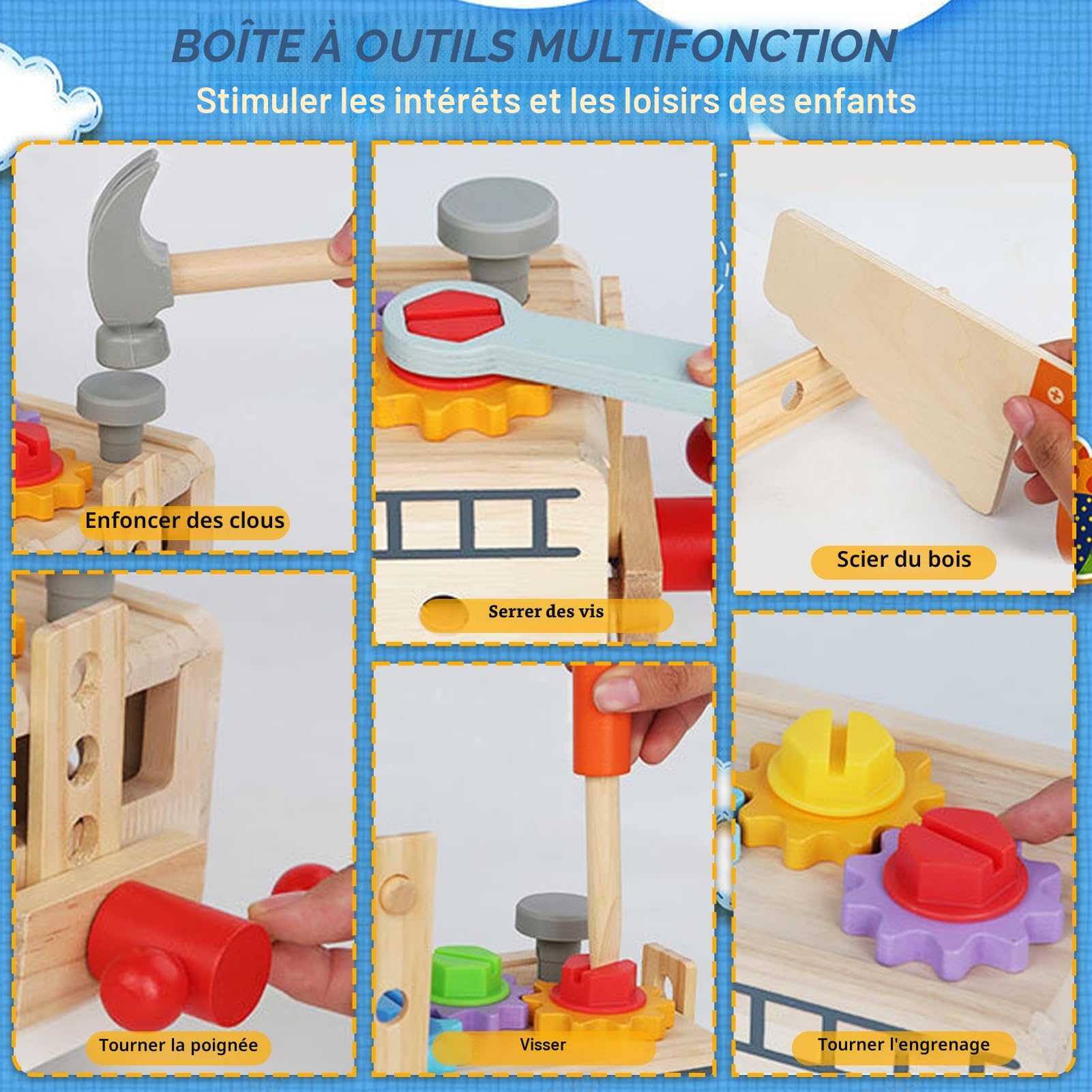 Coffret à Outils en Bois Montessori - Voiture Jouet Éducatif avec 30 Pièces, Jeu d'Imitation Bricolage pour Enfant, Cadeau Garcon Fille 2 3 4 Ans (Camion)