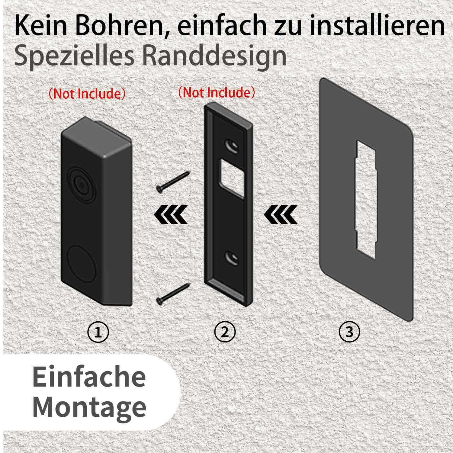 Placa frontal de acero inoxidable para timbre Eufy Video Doorbell E340, 2K HD, S330, Slim - Soporte robusto y cuchilla de accesorios para timbre (negro)
