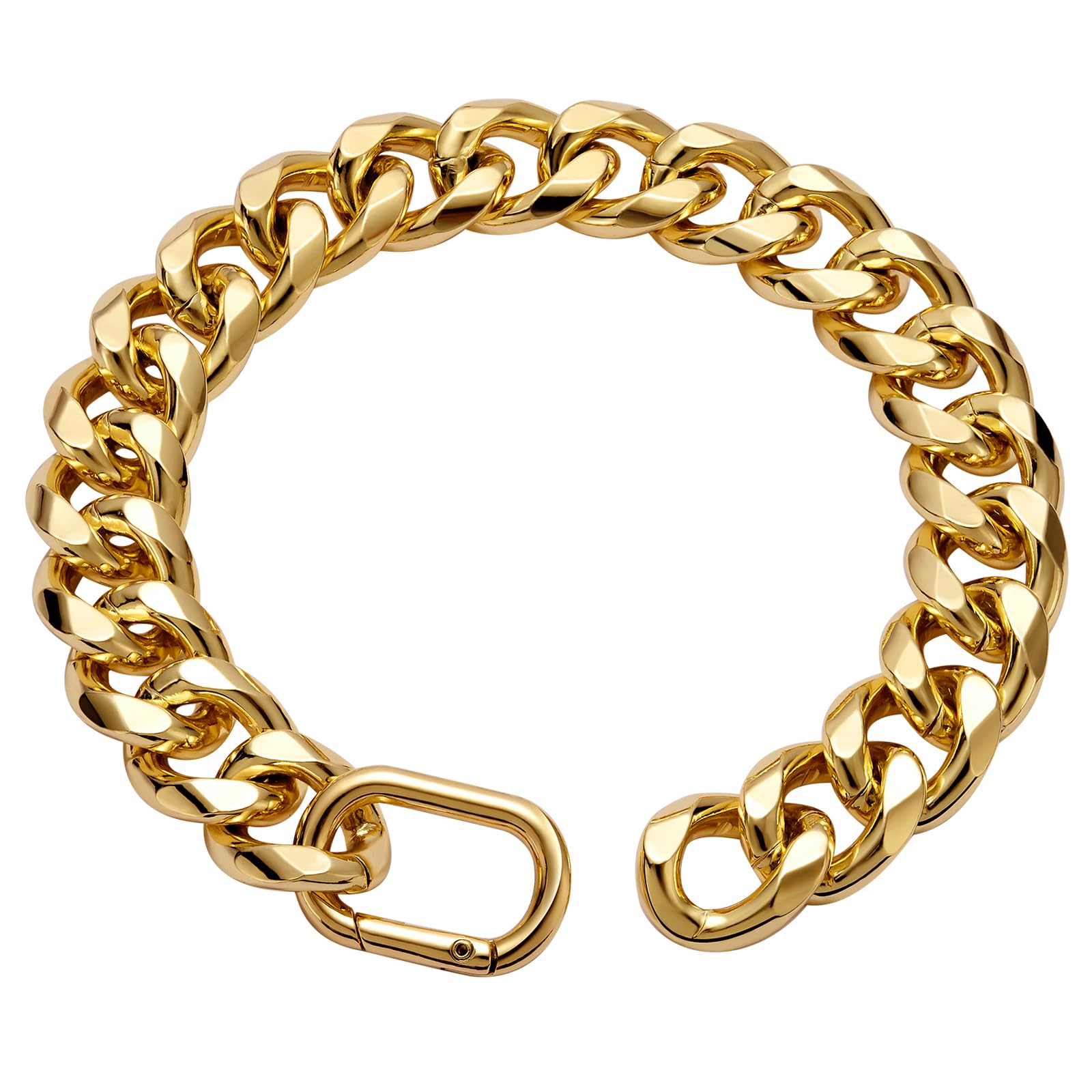 WOOFUU 19MM Thick Light Metal Dog Cuban Link Collar,Gold Dog Chain Collar for Medium Large Dogs - 20 Inches Dog Necklace Collar
