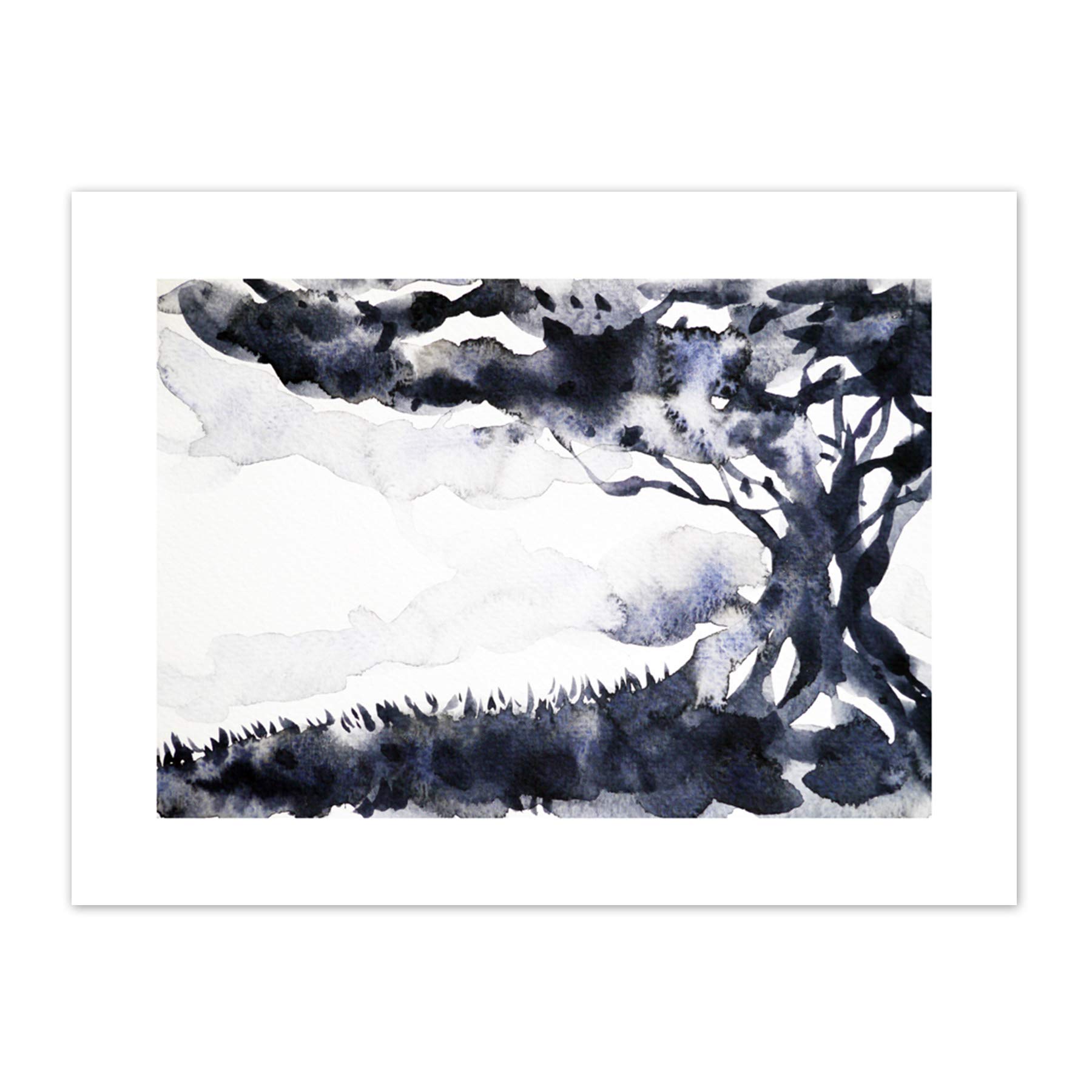 Wee Blue Coo Ink Abstract Tree Art Print Canvas Premium Wall Decor Poster