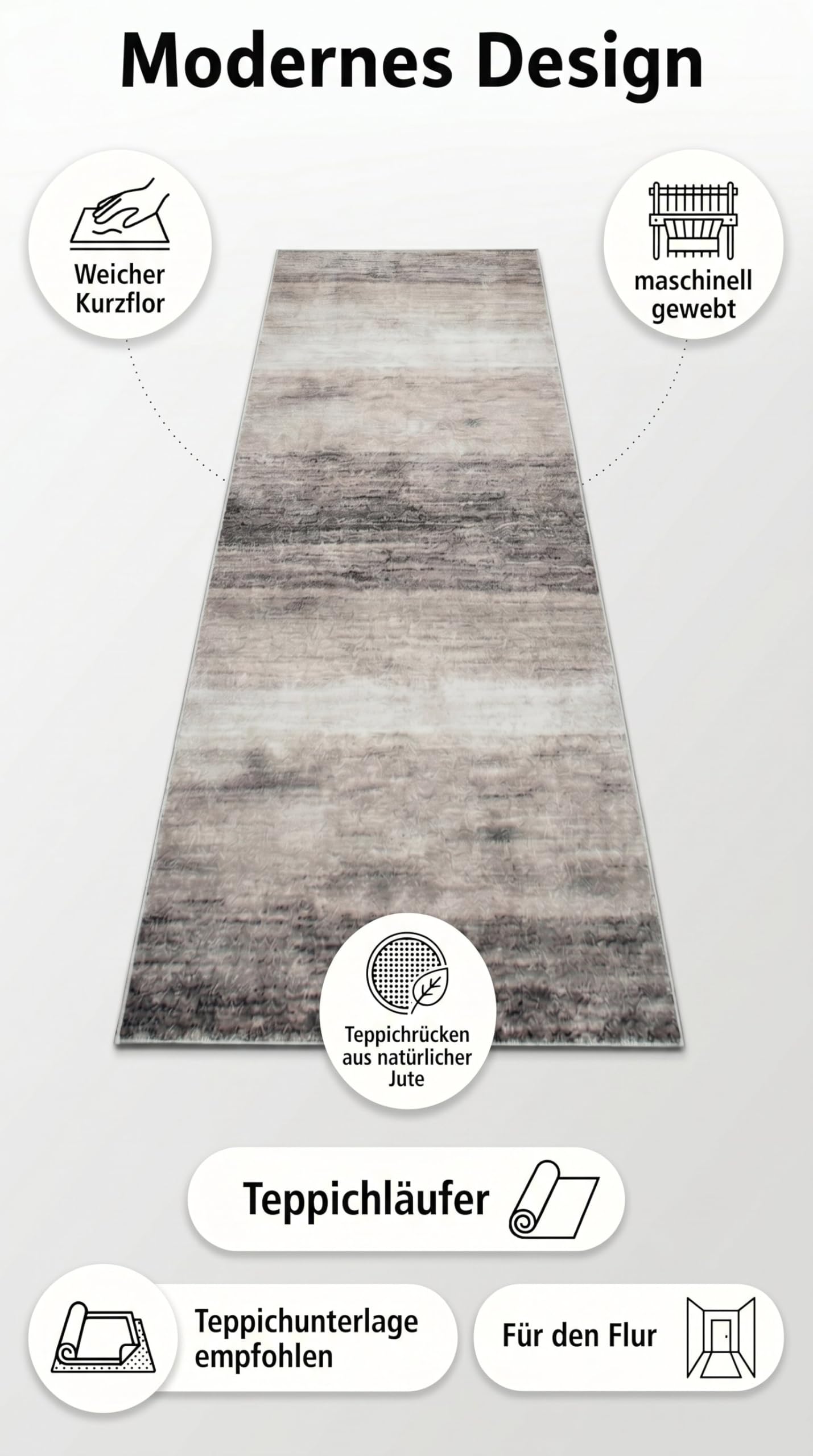 oKu-Tex Bettumrandung Set 3-teilig [67x340 cm | 2 mal 67x140 cm] Beiger Bettvorleger, meliert - weicher Kurzflor pflegeleicht - Bettvorleger Schlafzimmer - Modernes meliertes Design - Deutsche Marke
