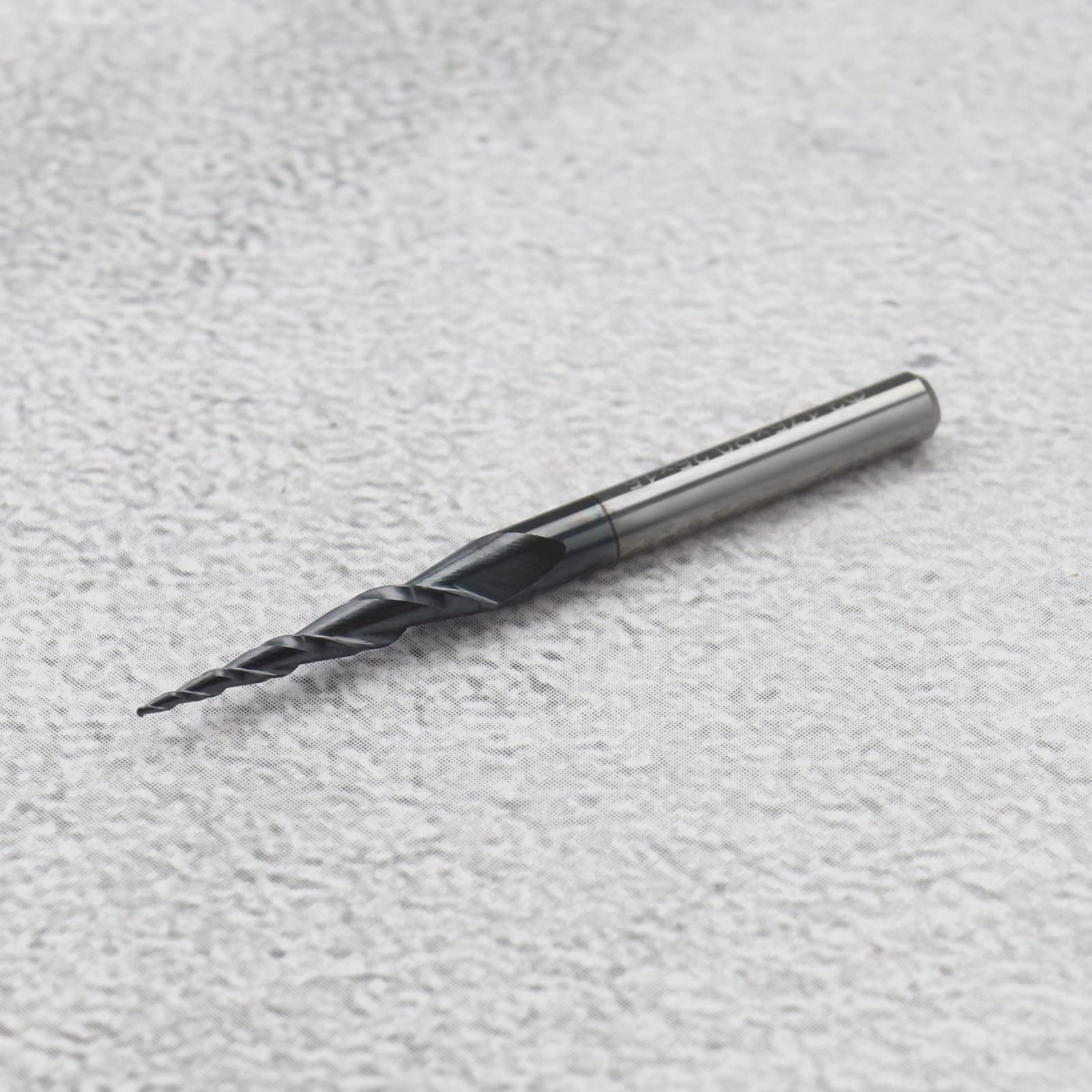 Fraise à bout conique avec bec sphérique de 0,25 mm en carbure de tungstène massif 2 cannelures Revêtement TiAIN Outil de gravure CNC Tige de 0,25 mm pour centres d'usinage CNC