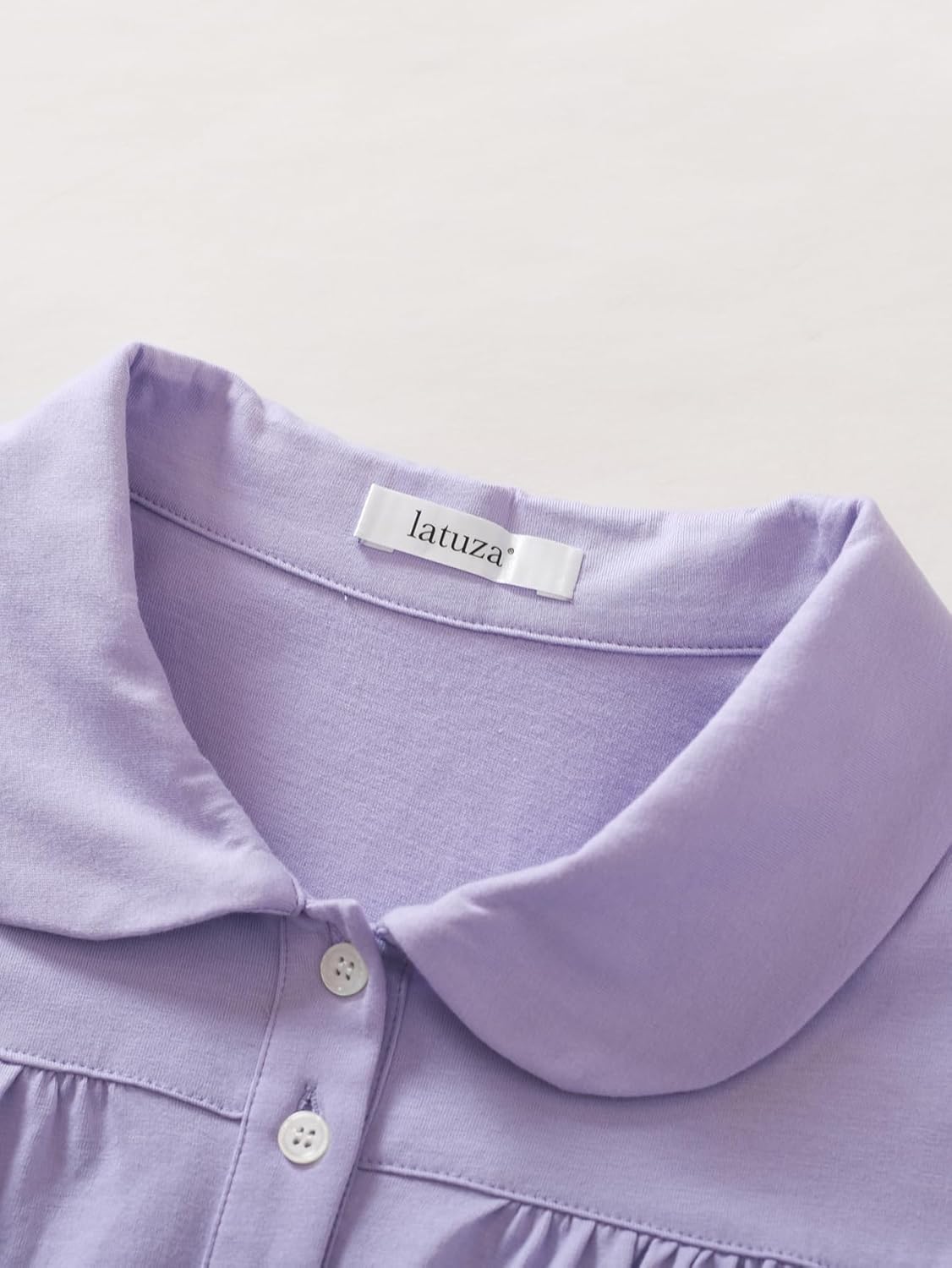 Latuza Women's Soft Cotton Nightgown Long Sleeve Sleeping Gown with Pockets - Image 4