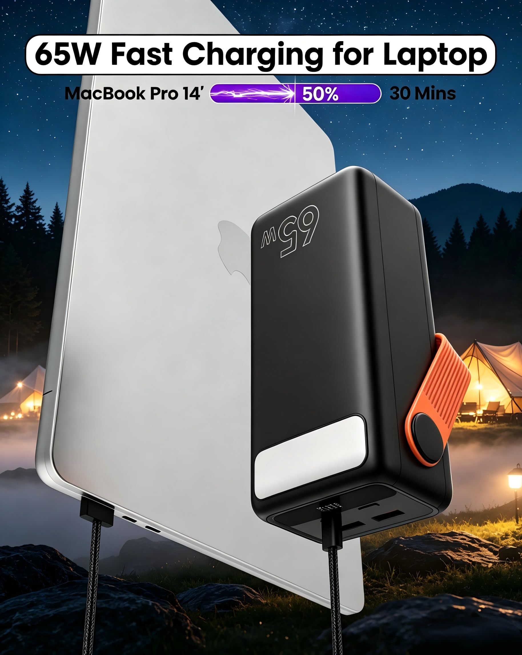 65W Power Bank 60000mAh Laptop Schnellladung Große Kapazität Powerbank | USB C Fast Charging Akkupack, Tragbares Externe Handykokus für Camping, Outdoor, kompatibel mit Laptop, Smartphone, Tablet