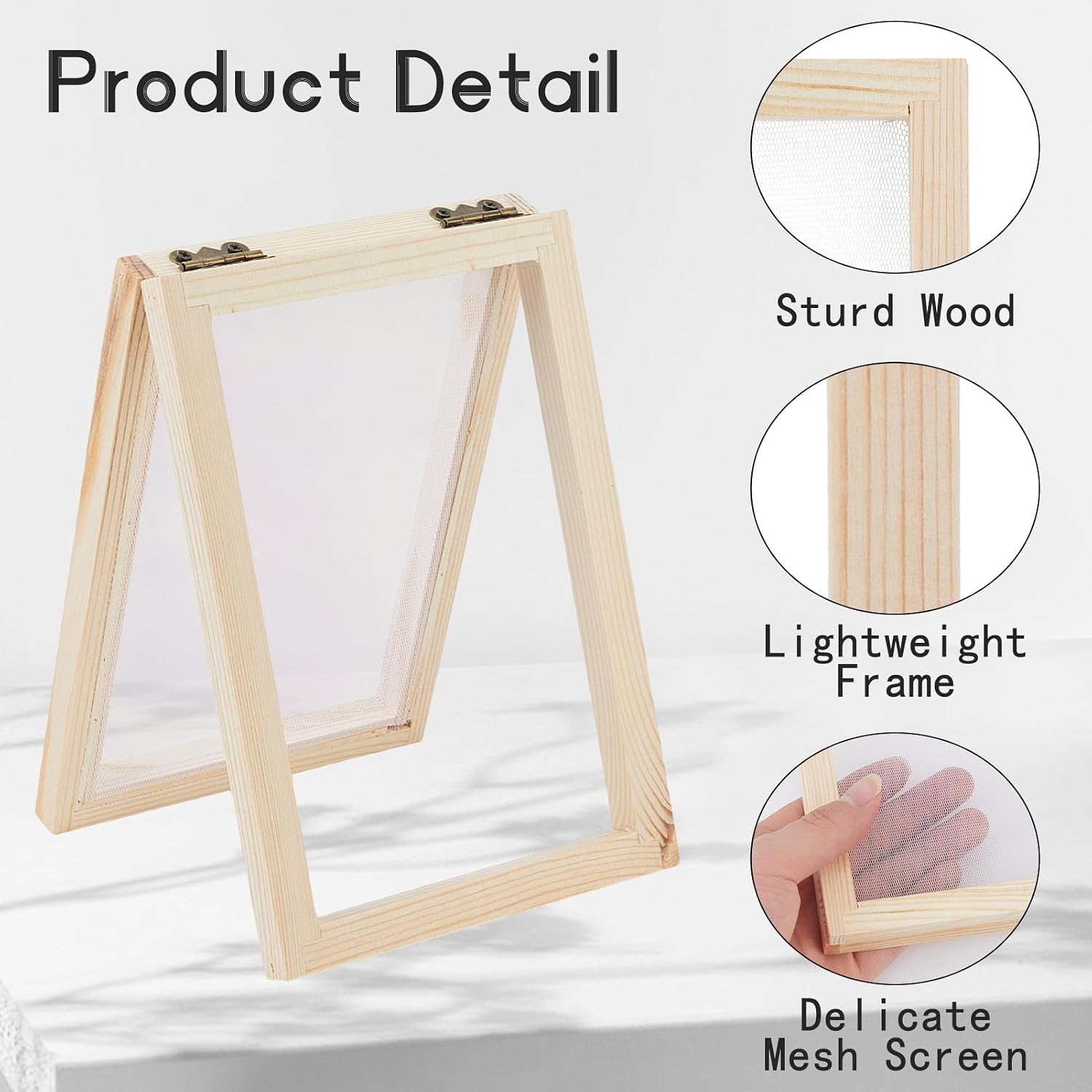 NICENEEDED A6 Wooden Paper Making Screen Kit, Paper Making Frames, Mould and Deckle for Papers Making, Wooden Papers Making Frames with Mesh