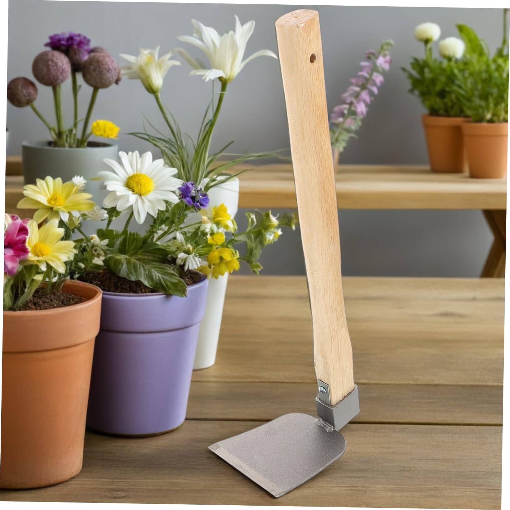 Lurrose 2 Pezzi Zappe da Giardinaggio con Legno Utensile Manuale per Diserbo Piantagione e Coltivazione del per Giardinaggio e Paesaggistica
