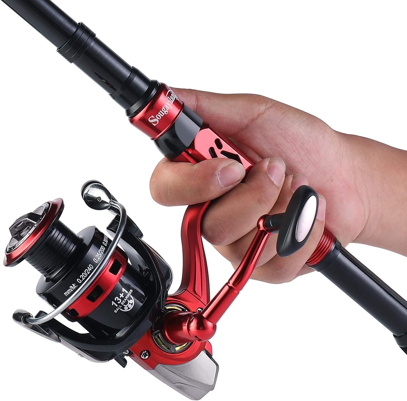 Sougayilang Portable Telescopic Fishing Rod Reel Combos Carbon Fiber Spinning Fishing ploe and Spinning Reel, Car, Hiking, Backpacking Travel Gear with Collapsible Poles : Sports & Outdoors