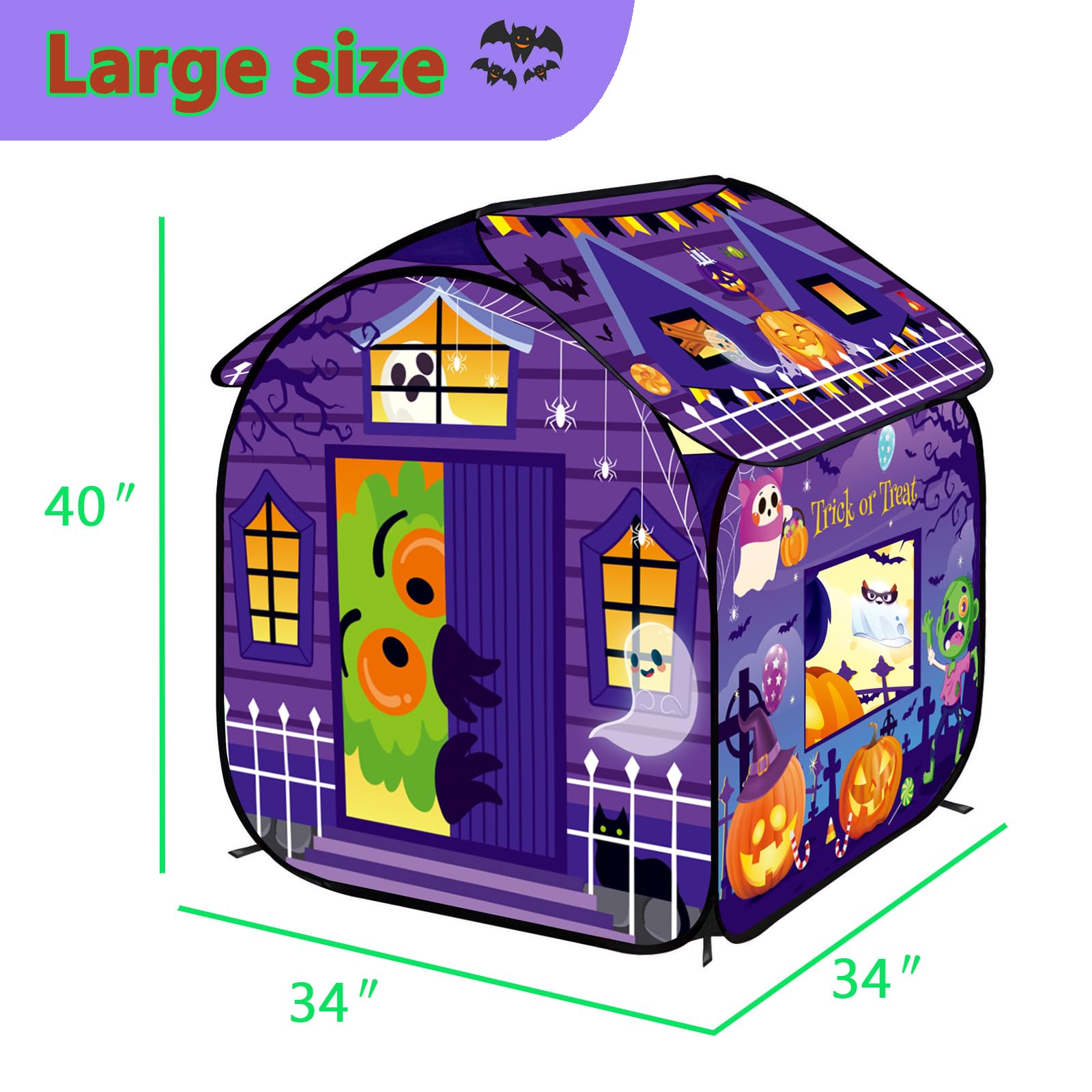 Kids Halloween Pop Up Play Tent, Halloween Themed Playhouse Indoor Outdoor Folding Portable Play Tent for Boys and Girls : Toys & Games