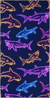 Colorful Sharks Beach Towel Oversized 36"x72" Quick Dry Microfiber Towels Pool Accessories Cruise Essentials Vacation Gifts Summer Must Haves for Swimming Camping Travel